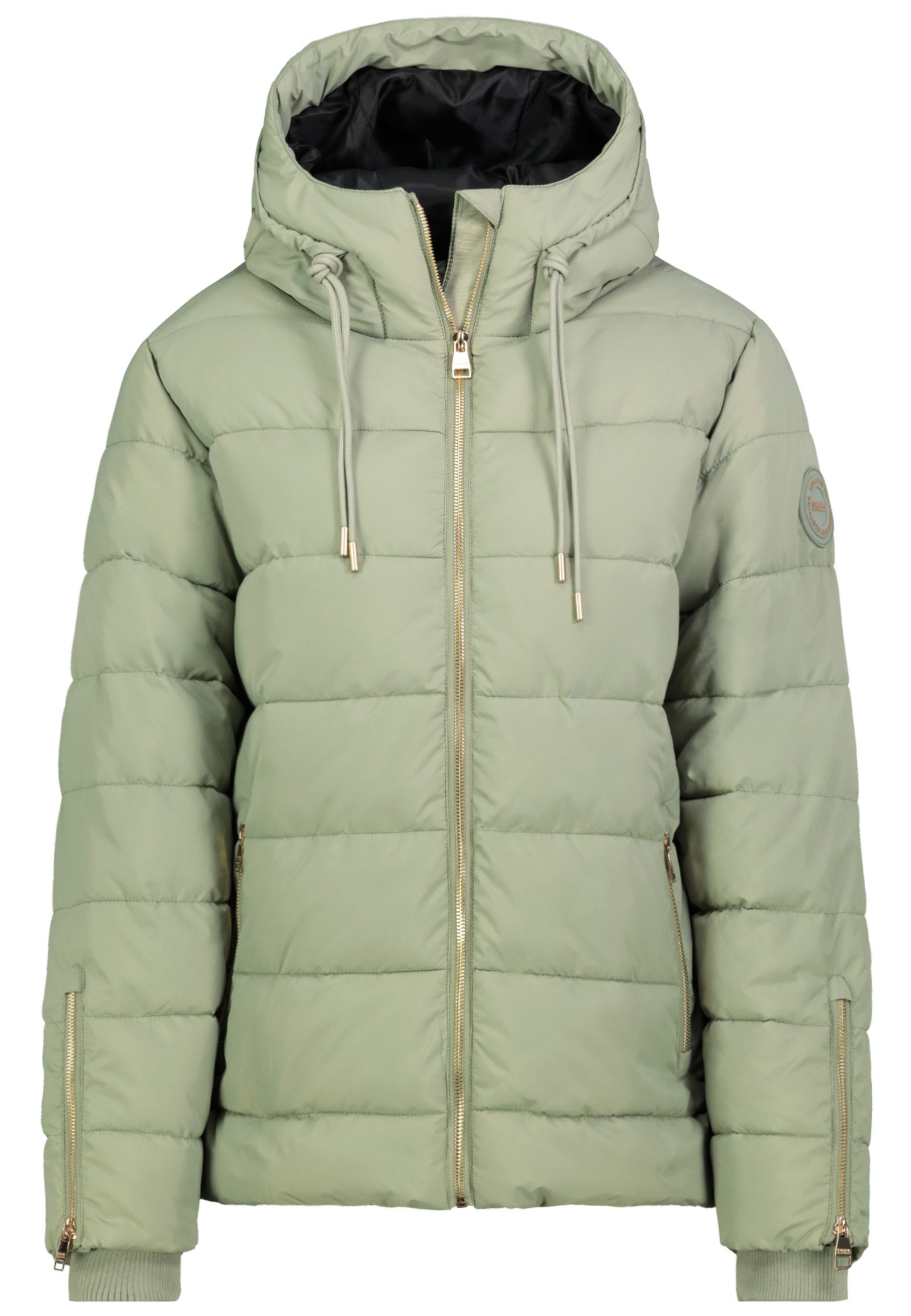 SUBLEVEL Winterjacke Damen Winterjacke Kapuze Goldene Reißverschlüsse, Doppelkordeln, Kapuze