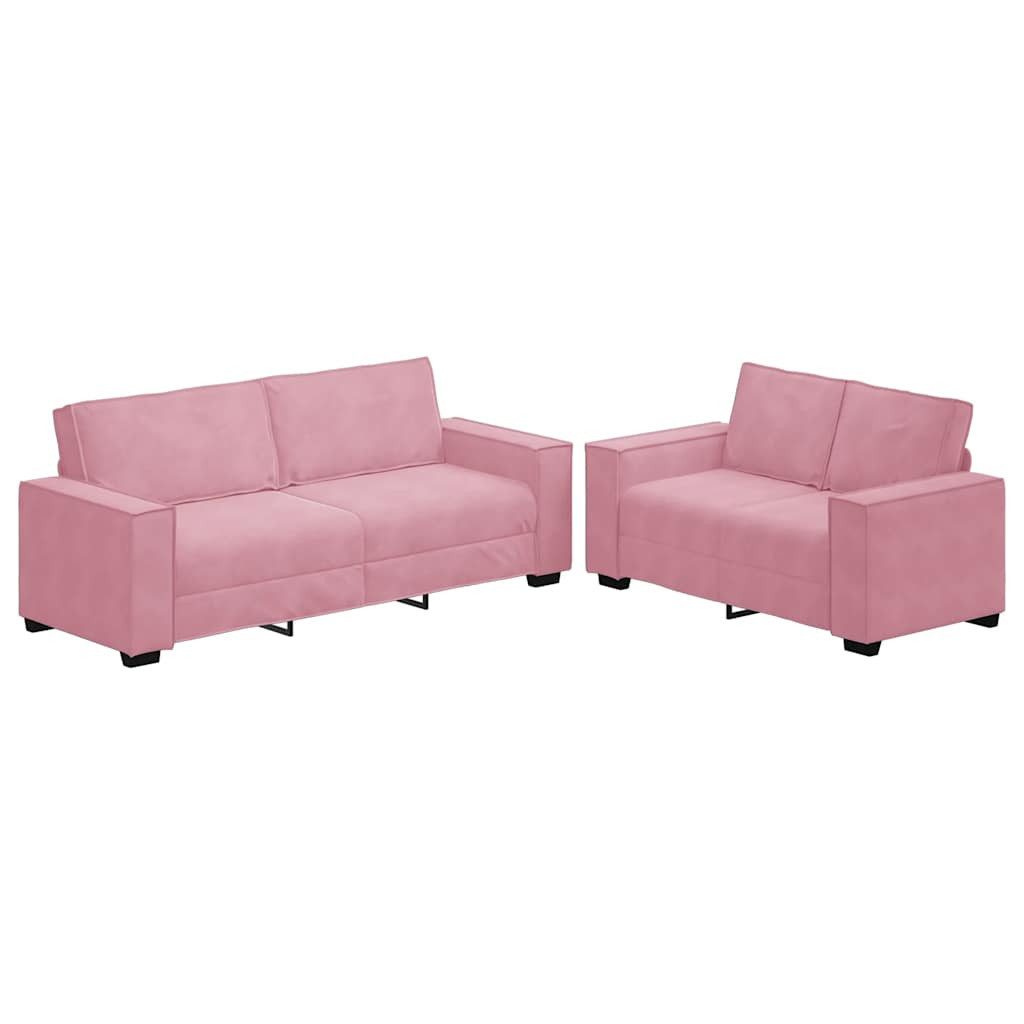 vidaXL Sofa 2-tlg. Sofagarnitur mit Kissen Rosa Samt günstig online kaufen