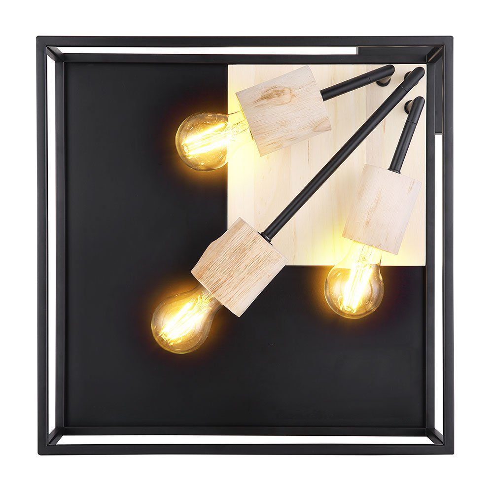etc-shop Deckenstrahler, Leuchtmittel nicht matt Deckenlampe inklusive, mit Metallrahmen Leuchte Strahler Holzdekor schwarz