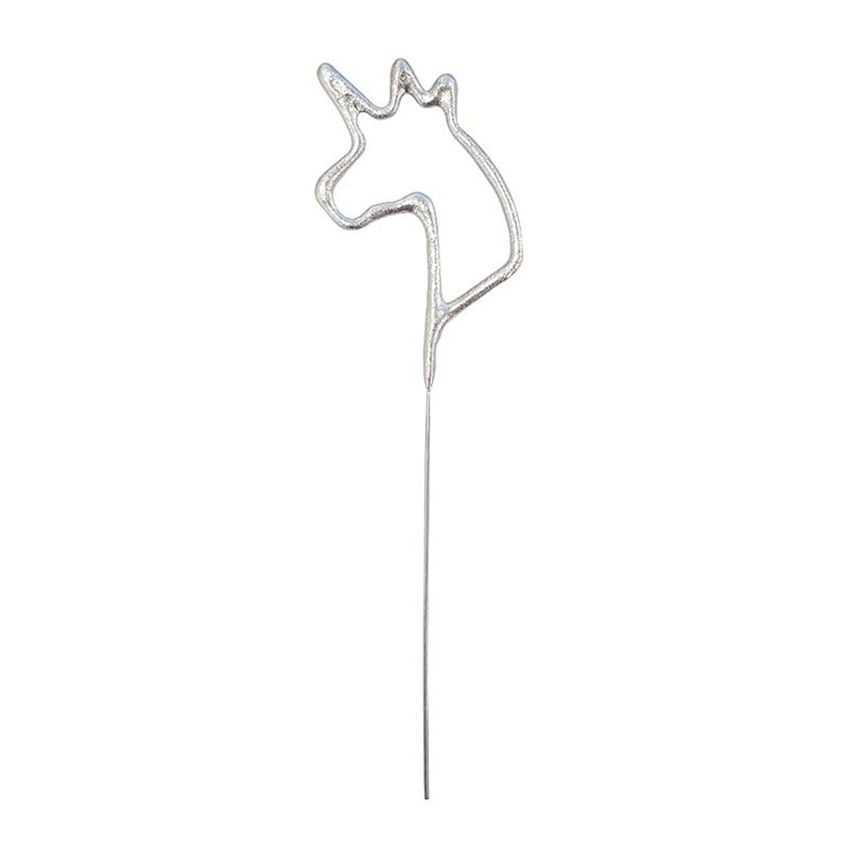 Unique Industries Inc. Geburtstagskerze Wunderkerze ca. 18 cm Einhorn Silber