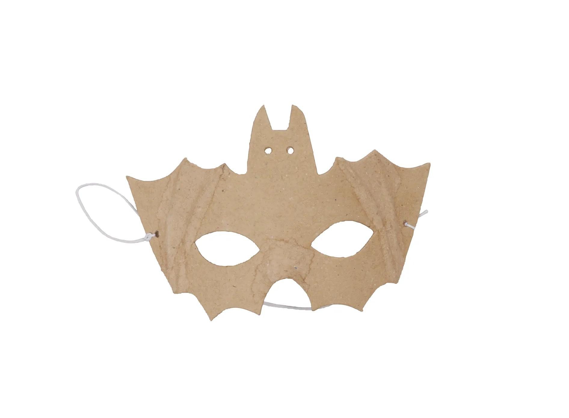 Papierdekoration 5x Pappmaché, Fledermausmaske für Kinder 10cm Kartonbraun AC846C