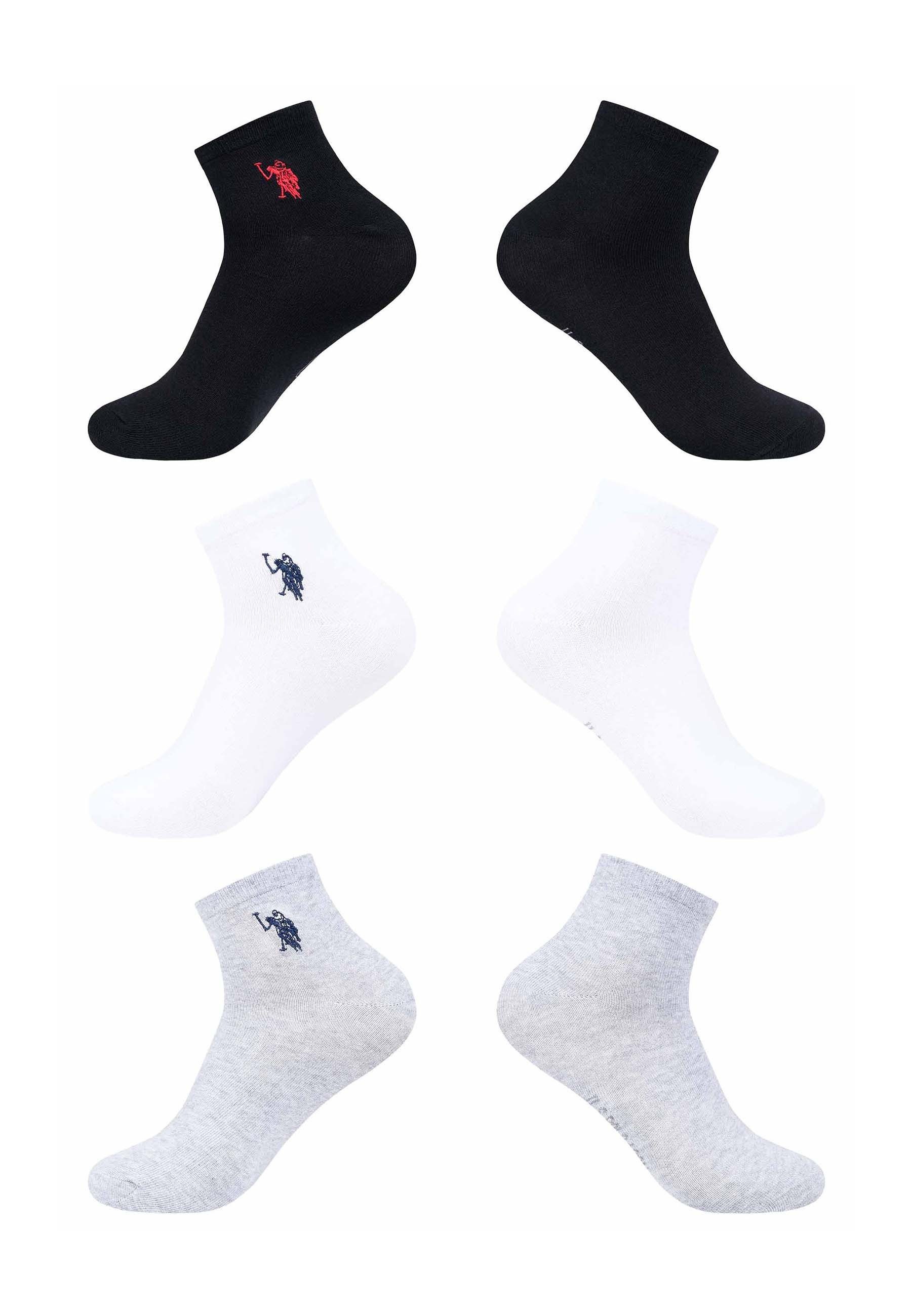 U.S. Polo Assn. Socken USOowen Quarter Socken 6er Pack – Baumwollsocken unisex halbhoch Bequeme Socken mit elastischem Bund und Logo