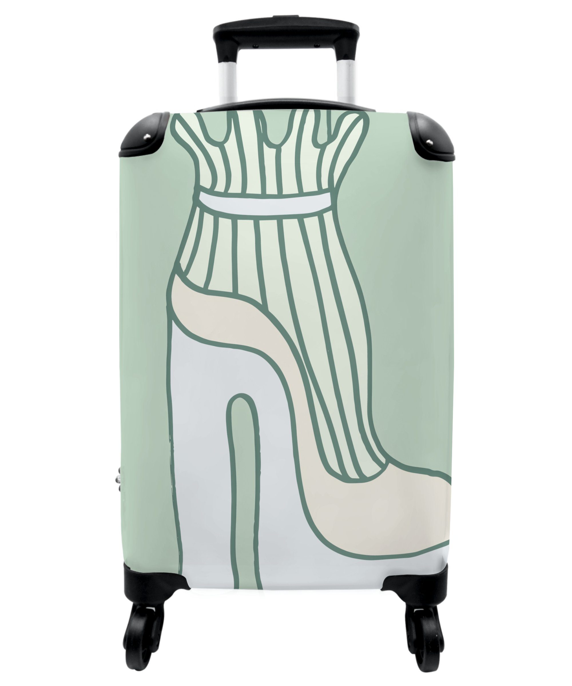 NoBoringSuitcases.com© Handgepäckkoffer 55x35x20cm Schuh - Rollen, - - Grün Trolley Reisekoffer mit Cabin Kleidung, Handgepäck 4 Abstrakt - 4 Rollkoffer Rollen Kleine