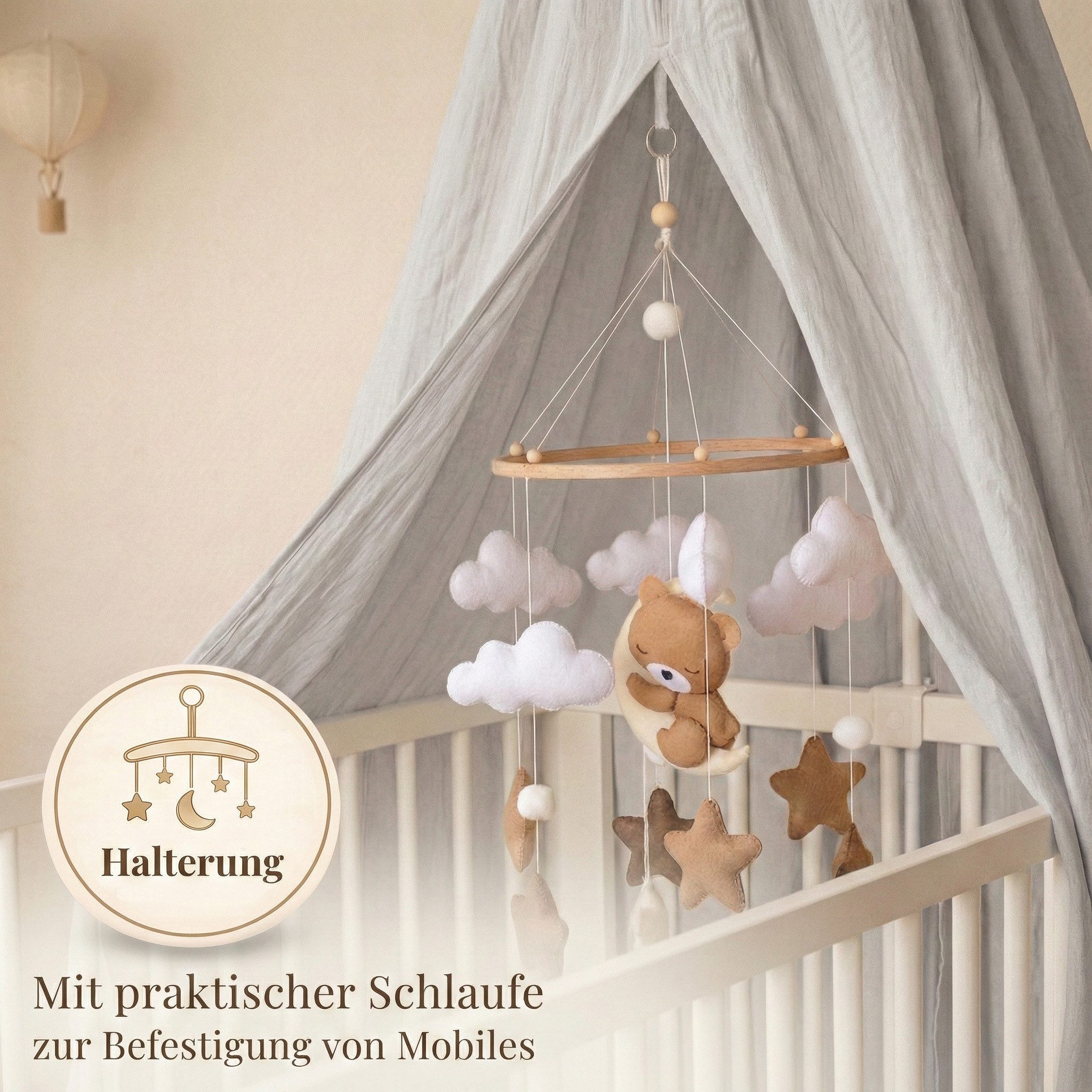 Babykajo Betthimmel Stoff + Ständer (Set, 1-tlg., in verschiedenen Varianten), Betthimmel Ständer mit Betthimmel für Babybetten