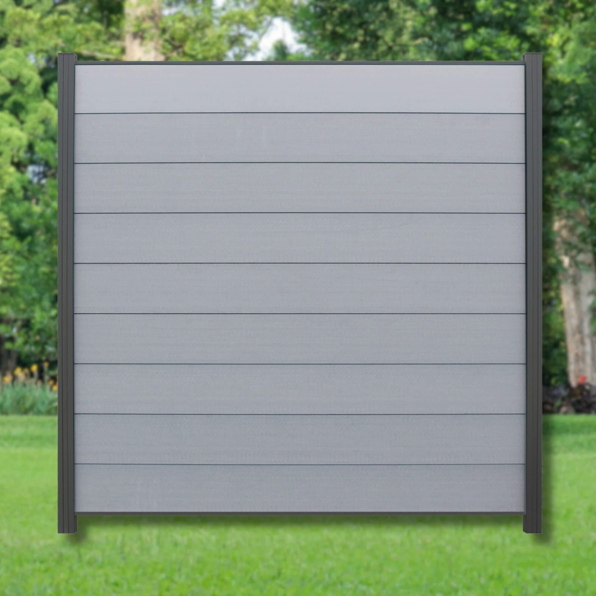 WPC Profi Zaun Zaun Komplettset grau Steingrau Sichtschutzzaun Paneele 180x180cm, (Komplettset, mit Start- und Abschlussleisten, Pfosten und Zubehör)