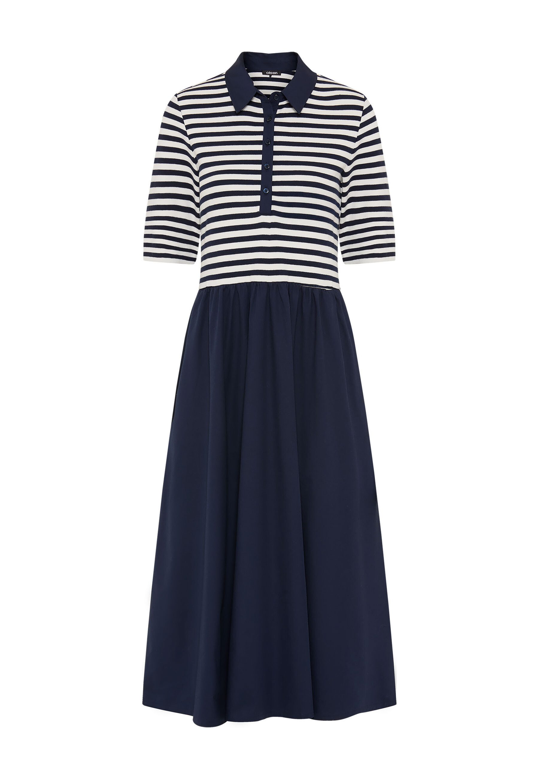 Olsen Midikleid Kleid mit Streifenoberteil und Popeline-Rock