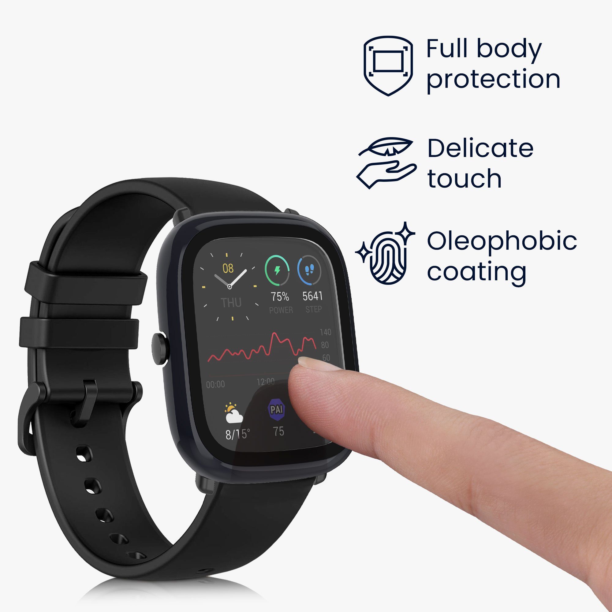 kwmobile Smartwatch-Hülle 2x Hülle für Huami Amazfit GTS 2 Mini, Fullbody  Fitnesstracker Glas Cover Case Schutzhülle Set