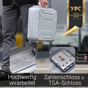 YPC Business-Koffer "EliteGuard" Voll-Aluminiumkoffer-mit Würfelschaum & Dokumentenhalter, Zahlenschloss TSA-Funktion, Würfelschaum, ‎Laptopfach, elegant, modern