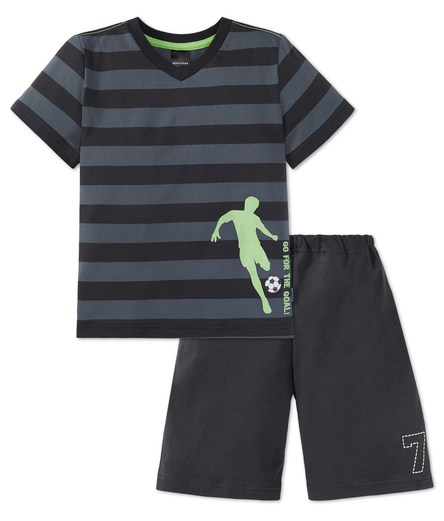 Schiesser Schlafanzug Fußball (Set, Set) Jungen Schlafanzug kurz, Kurzarm,  Single Jersey