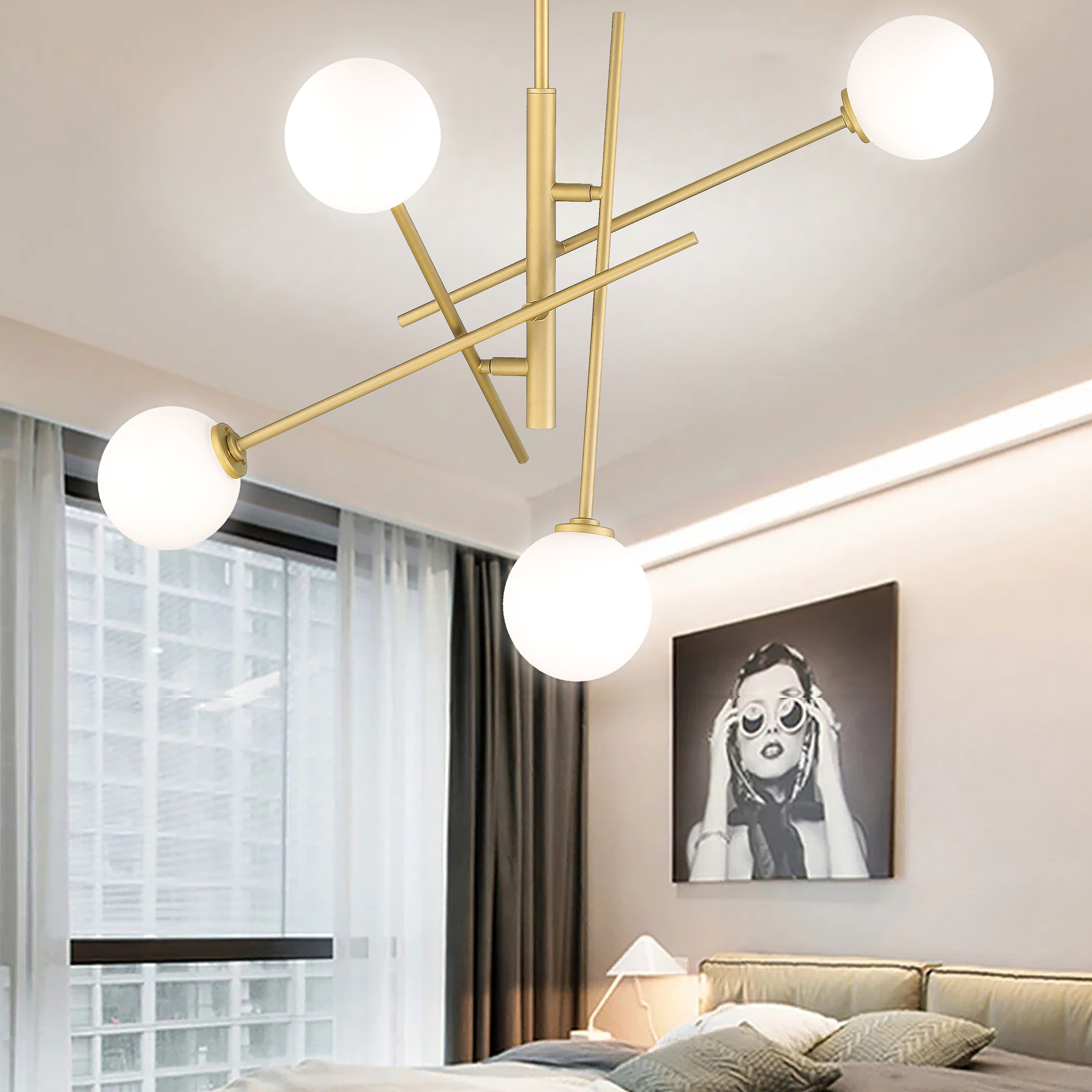 MLT&RIDDLE Kronleuchter 4 - Licht Sputnik Sphere Kronleuchter, ohne Leuchtm günstig online kaufen