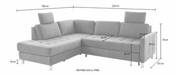 sit&more Ecksofa Pablo L-Form, wahlweise mit Bettfunktion