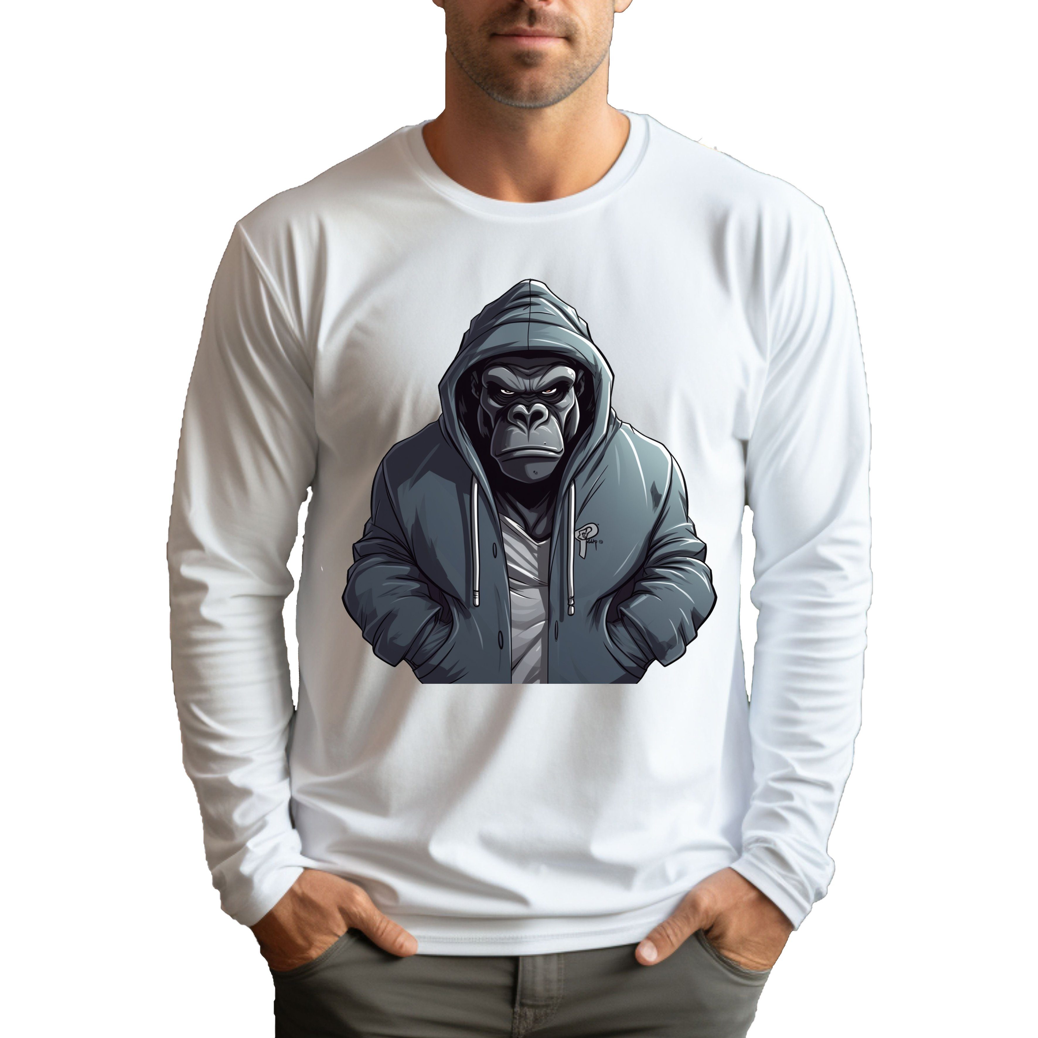 Banco Spitzenshirt Longsleeve Langarmshirt Rundhals mit hochwertigem Druck