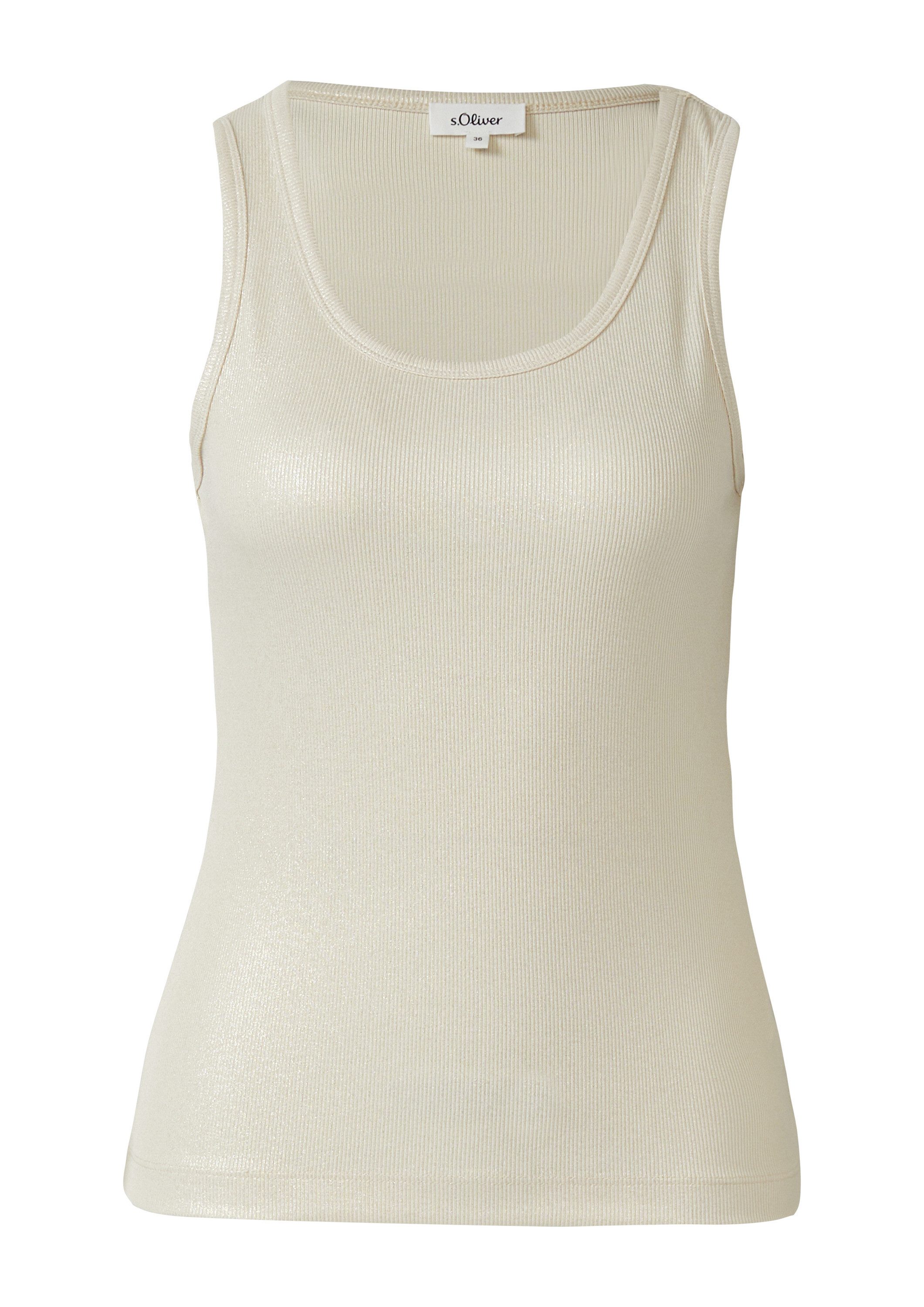 s.Oliver Muscleshirt T-Shirt Geripptes Tank-Top mit glitzerndem Coating günstig online kaufen