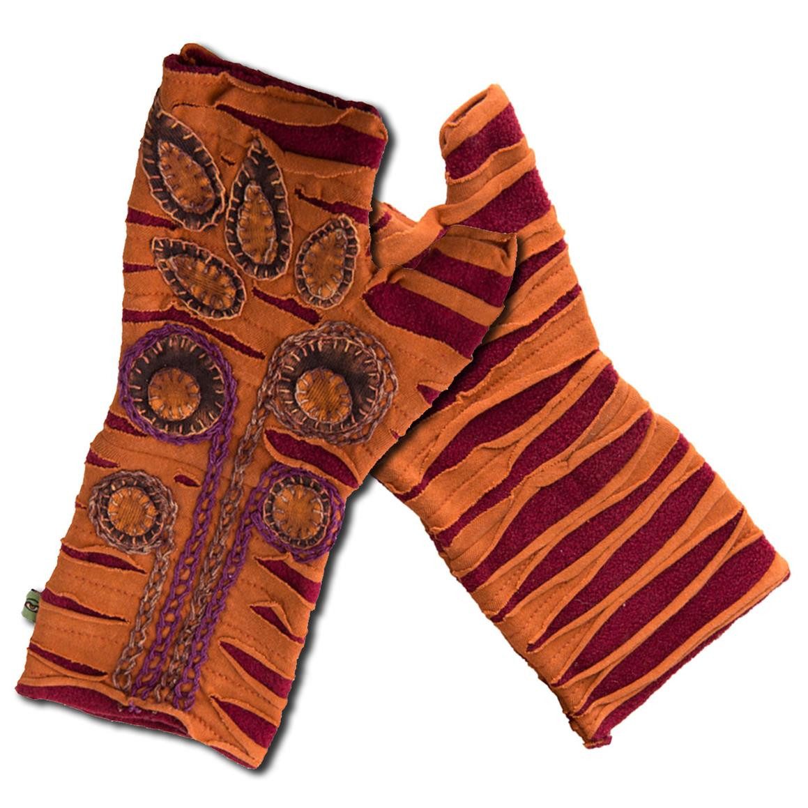 Vishes Защитные манжеты Bestickte Damen Handschuhe Гетры mit Daumen Fleece Gefüttert Alternative Bekleidung, Hippie, Goa Style