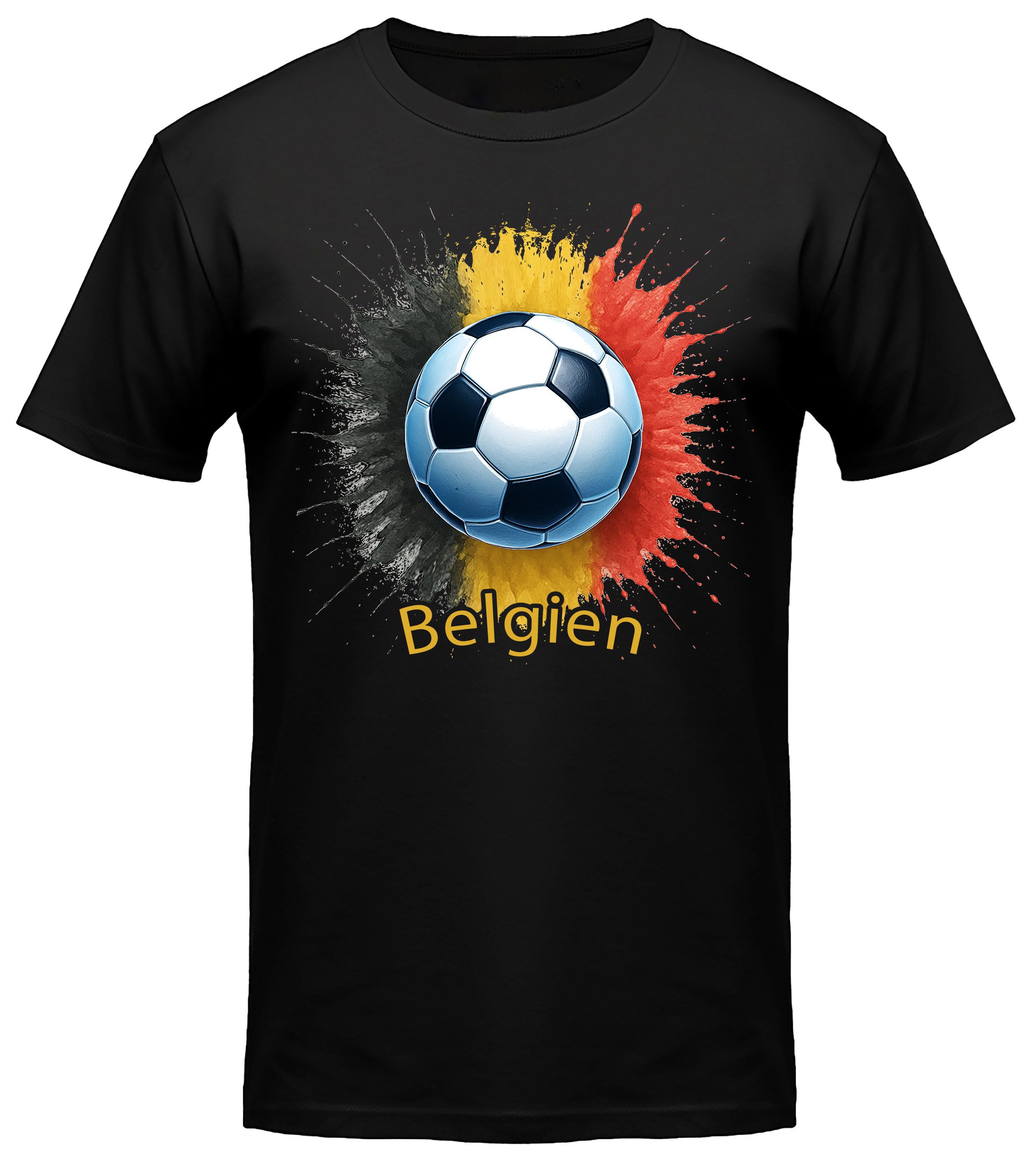 MyDesign24 T-Shirt Fussball Shirt - WM T-Shirt schwarz Herren und Damen Fussball kurzarm Belgien Fan-Shirt i671
