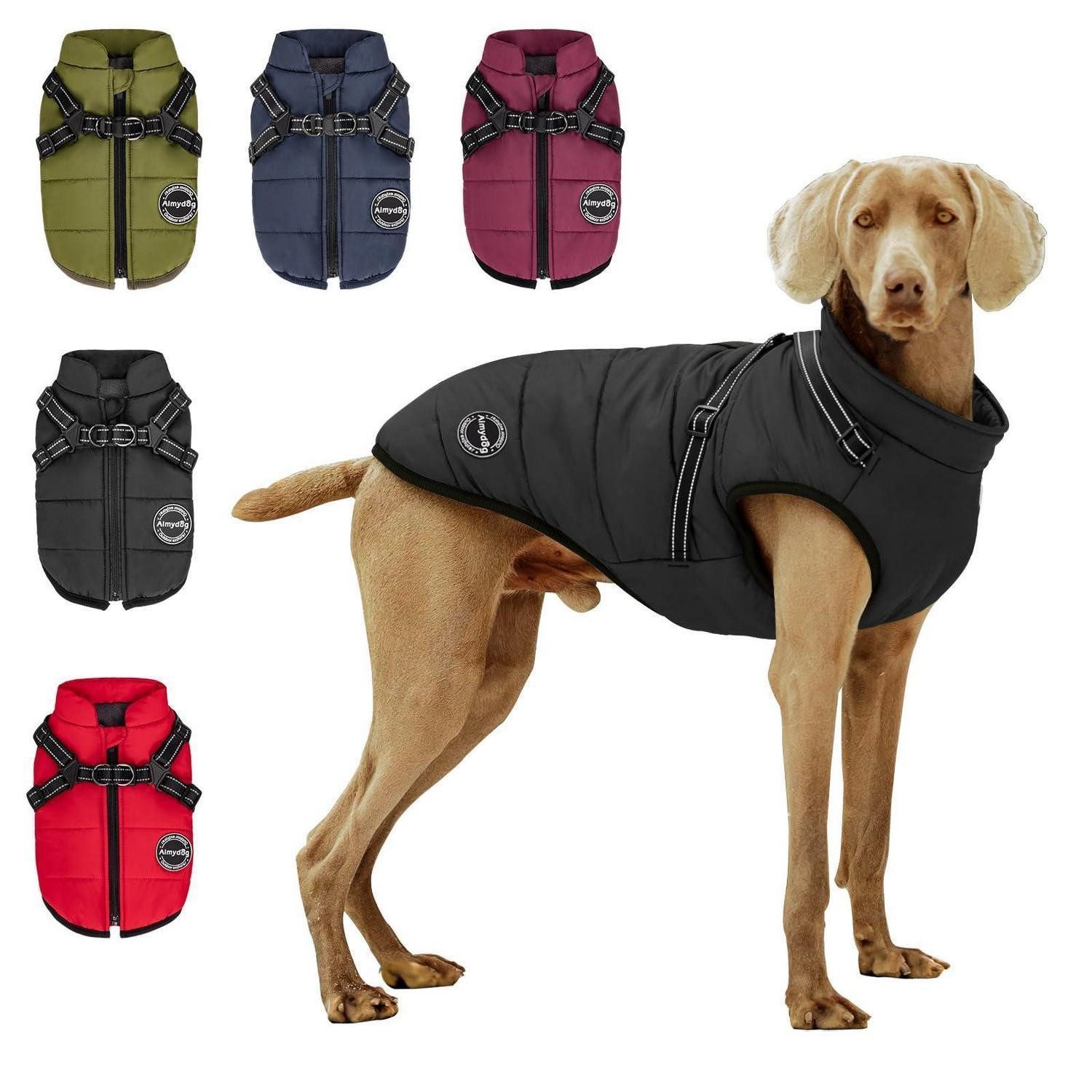 LuxusKollektion Hundemantel Hundemantel Winter Wärme mit Brustgurt schwarz 2XL