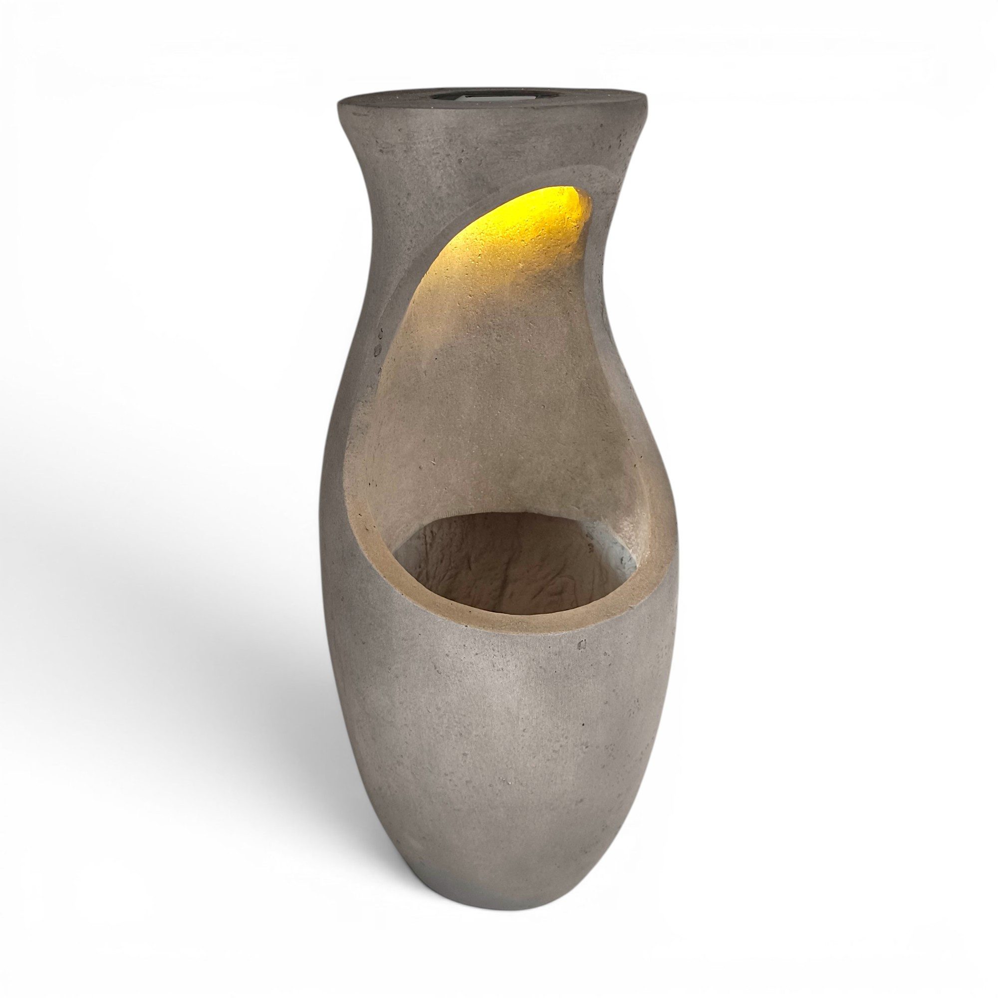 Arnusa Pflanzkübel Design Blumentopf mit LED Solarbeleuchtung 61 cm Betonoptik 7kg, Gartendekoration mit Licht
