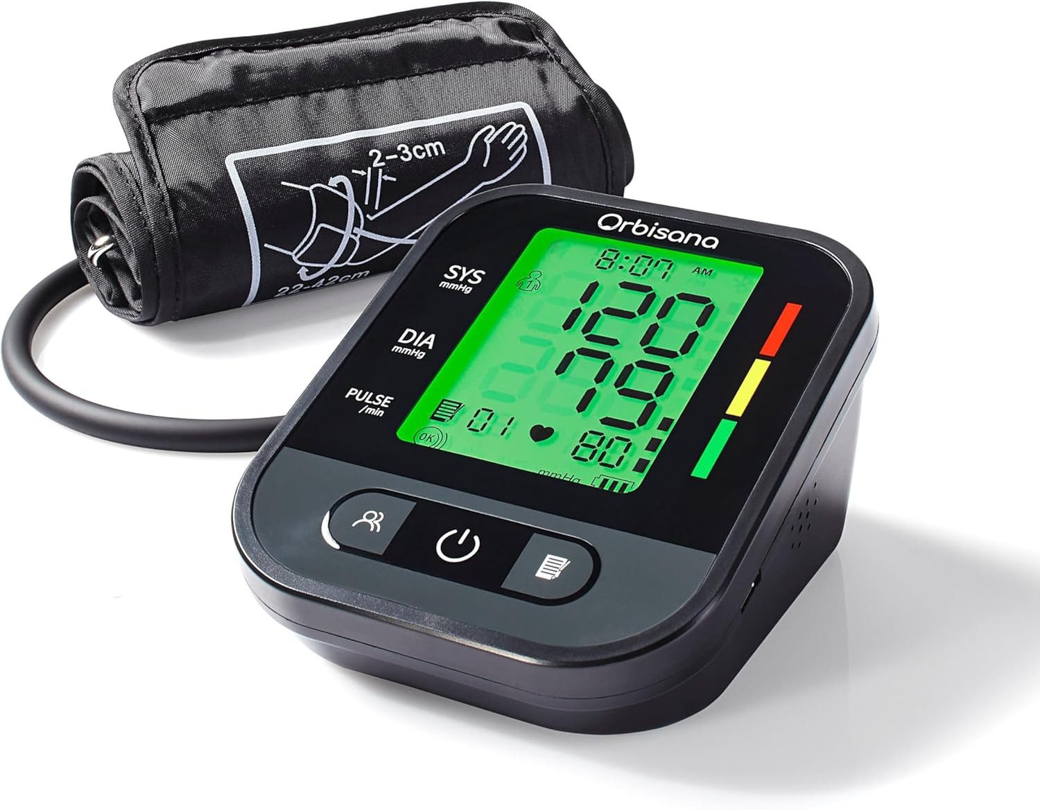 Orbisana Oberarm-Blutdruckmessgerät, 3-farbiges Ampelsystem zur sofortigen Werteinschätzung