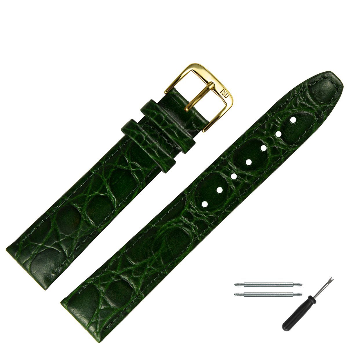 MARBURGER Uhrenarmband 14mm Leder Kroko (Caiman) Prägung