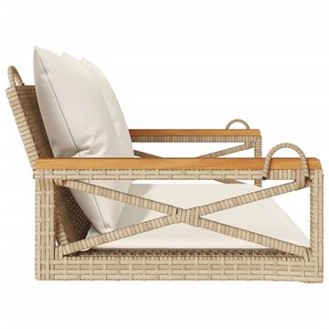 vidaXL Gartenbank Hängebank mit Kissen Beige 109x62x40 cm Poly Rattan (1-St)