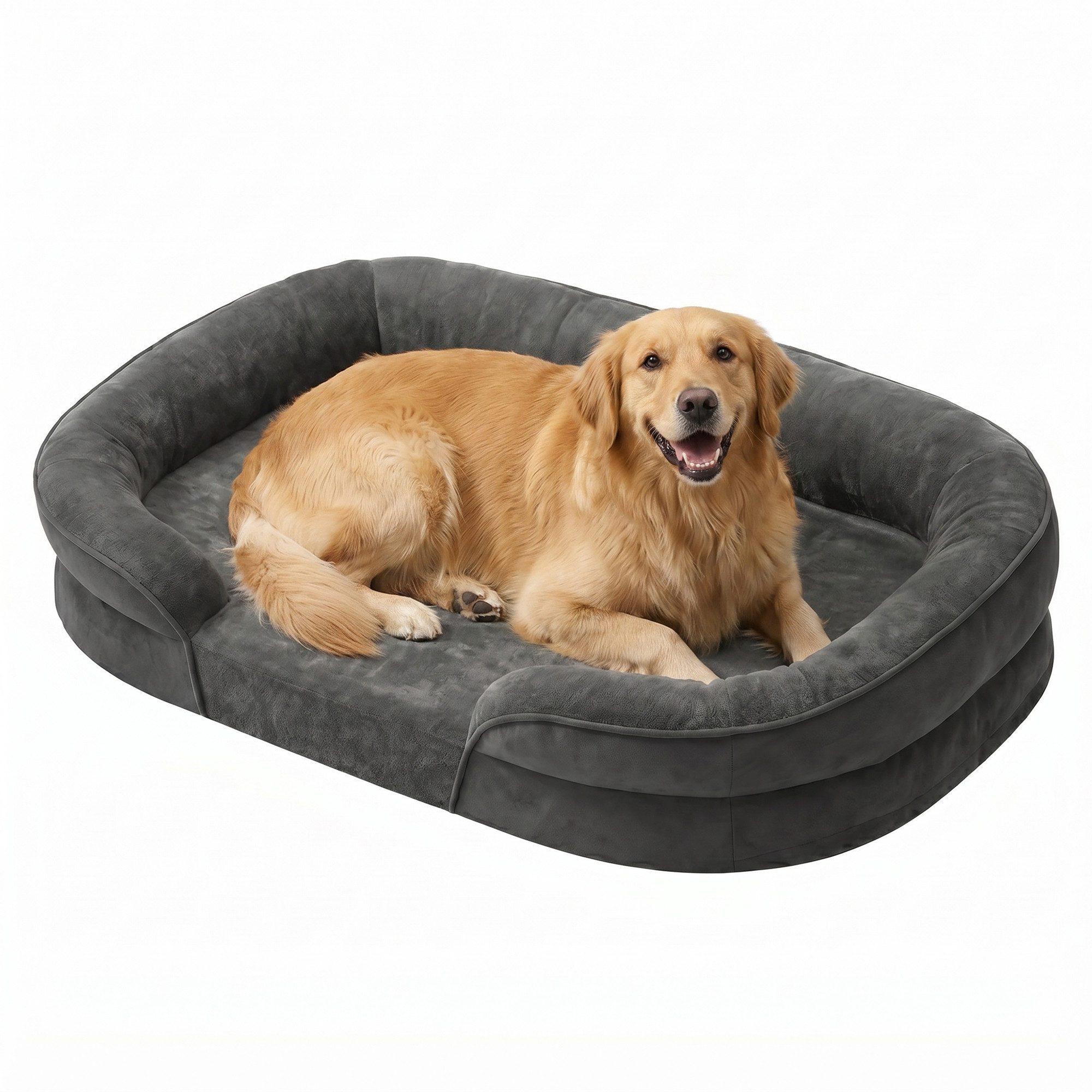 FEANDREA Tierbett Hundebett, Hundekissen, abnehmbar, 106 x 76 x 18 cm, orthopädisch, wasserdichte Innenschicht