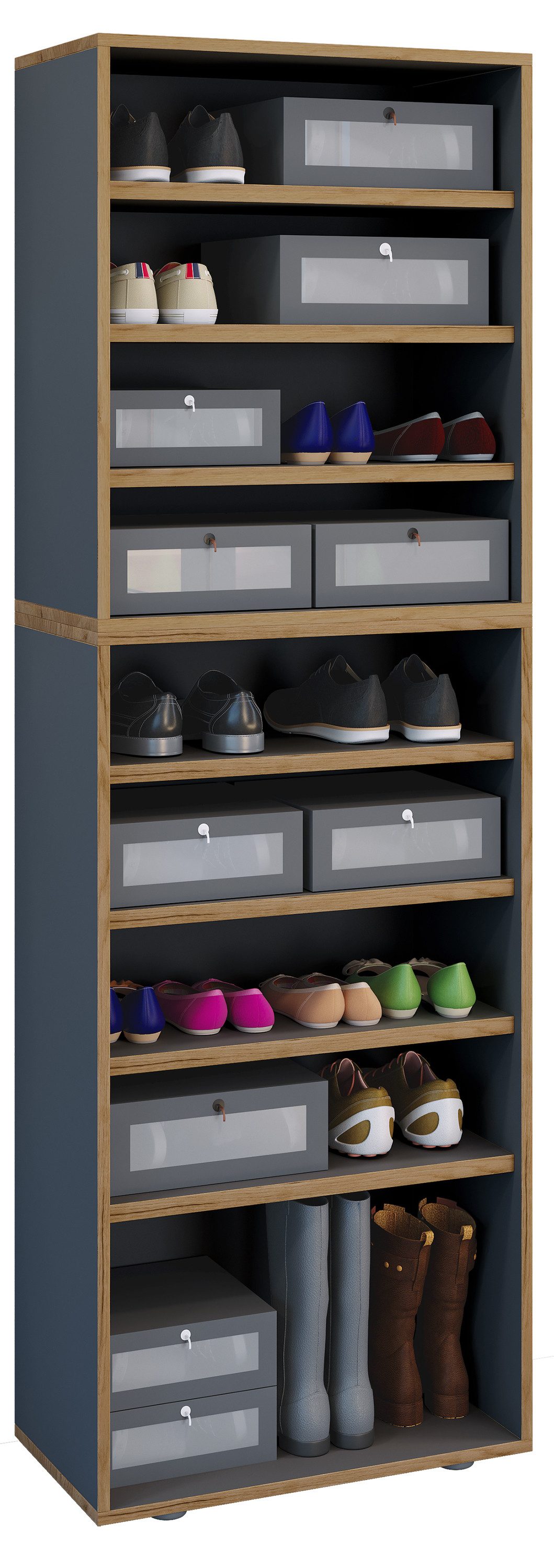 VCM Schuhregal Schuhschrank Salia H. 183 x B. 60 x T. 33 cm