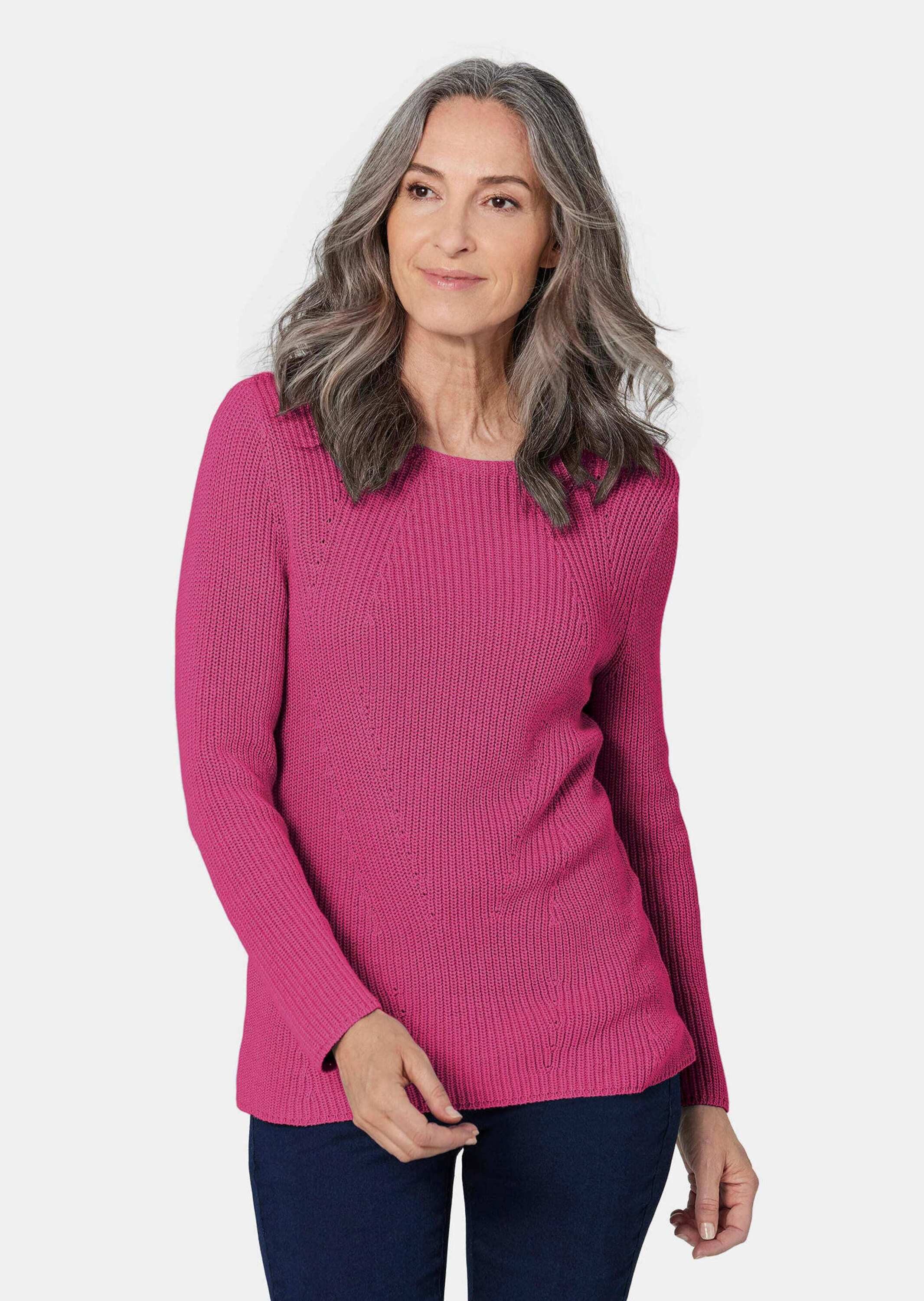 GOLDNER Strickpullover Figurschmeichelnder Pullover aus reiner Baumwolle günstig online kaufen