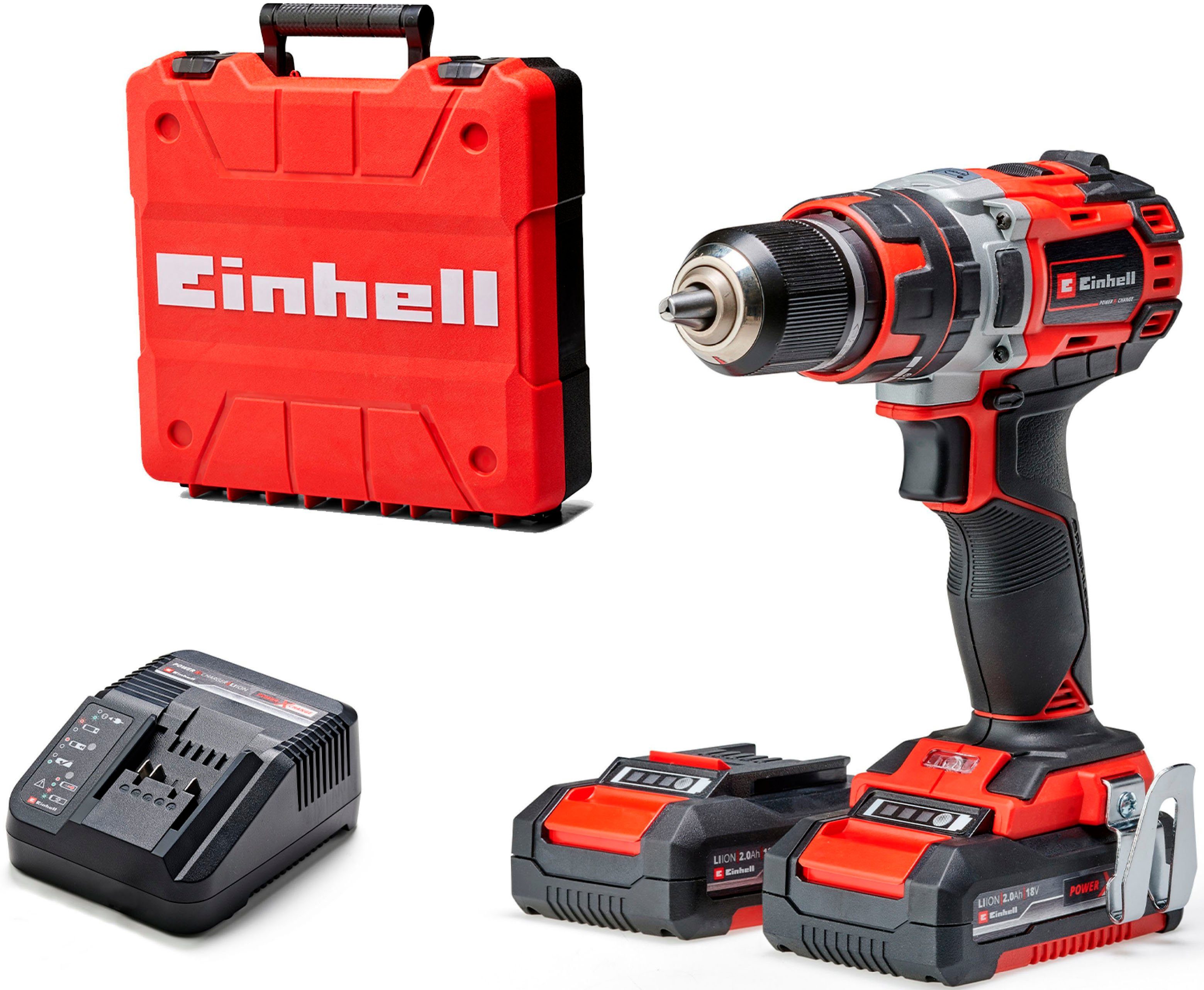 Einhell Akku-Schlagbohrschrauber TP-CD 18/50 Li-i BL (2x2,0Ah), max. 1800 U/min, (Set, 5-tlg), inklusive 2 Akkus und Ladegerät