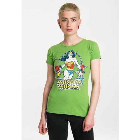 LOGOSHIRT T-Shirt Wonder Woman Stars mit auffälligem Retro-Print