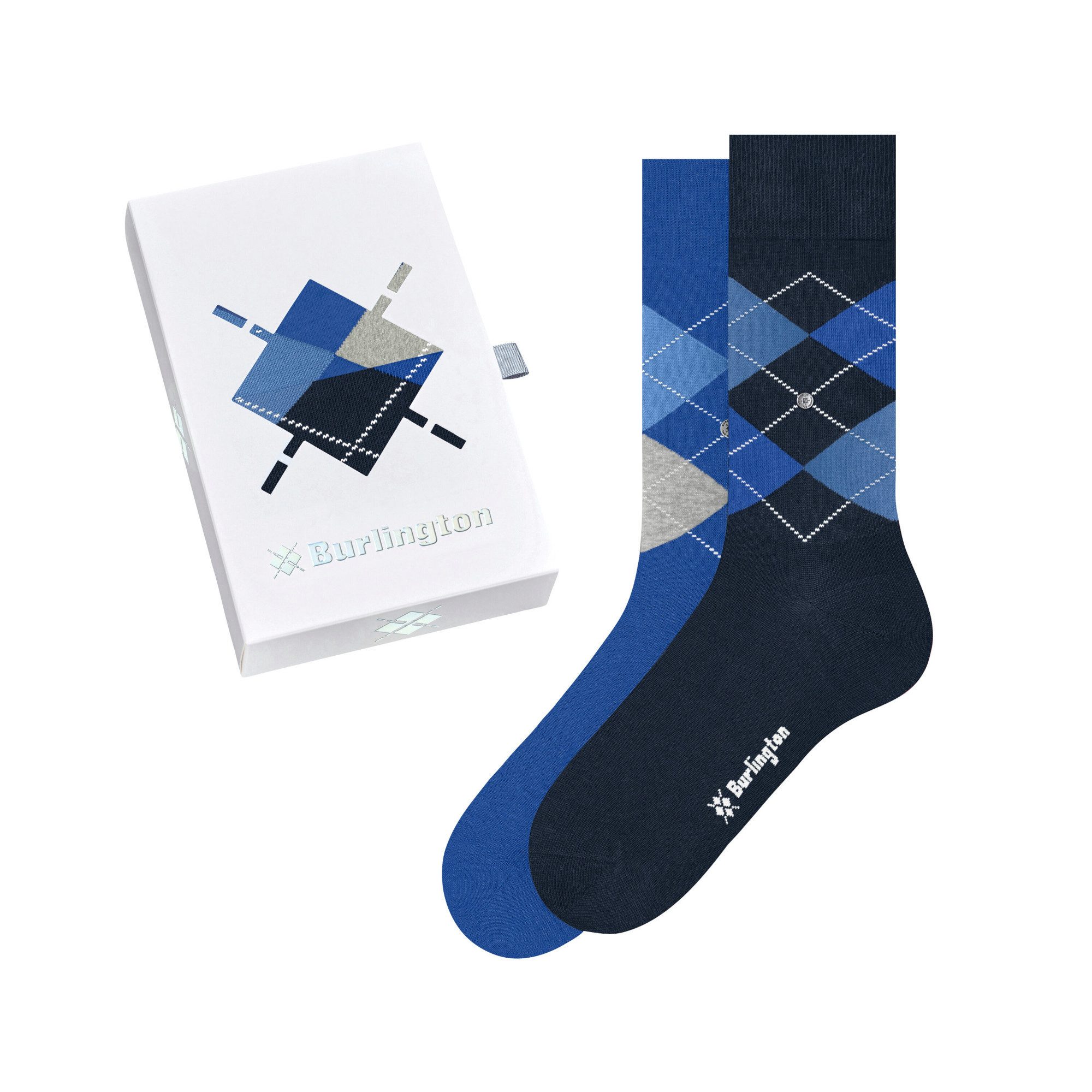Freizeitsocken Burlington Herren Socken Basic Gift Box Argyle 2er Pack 20599