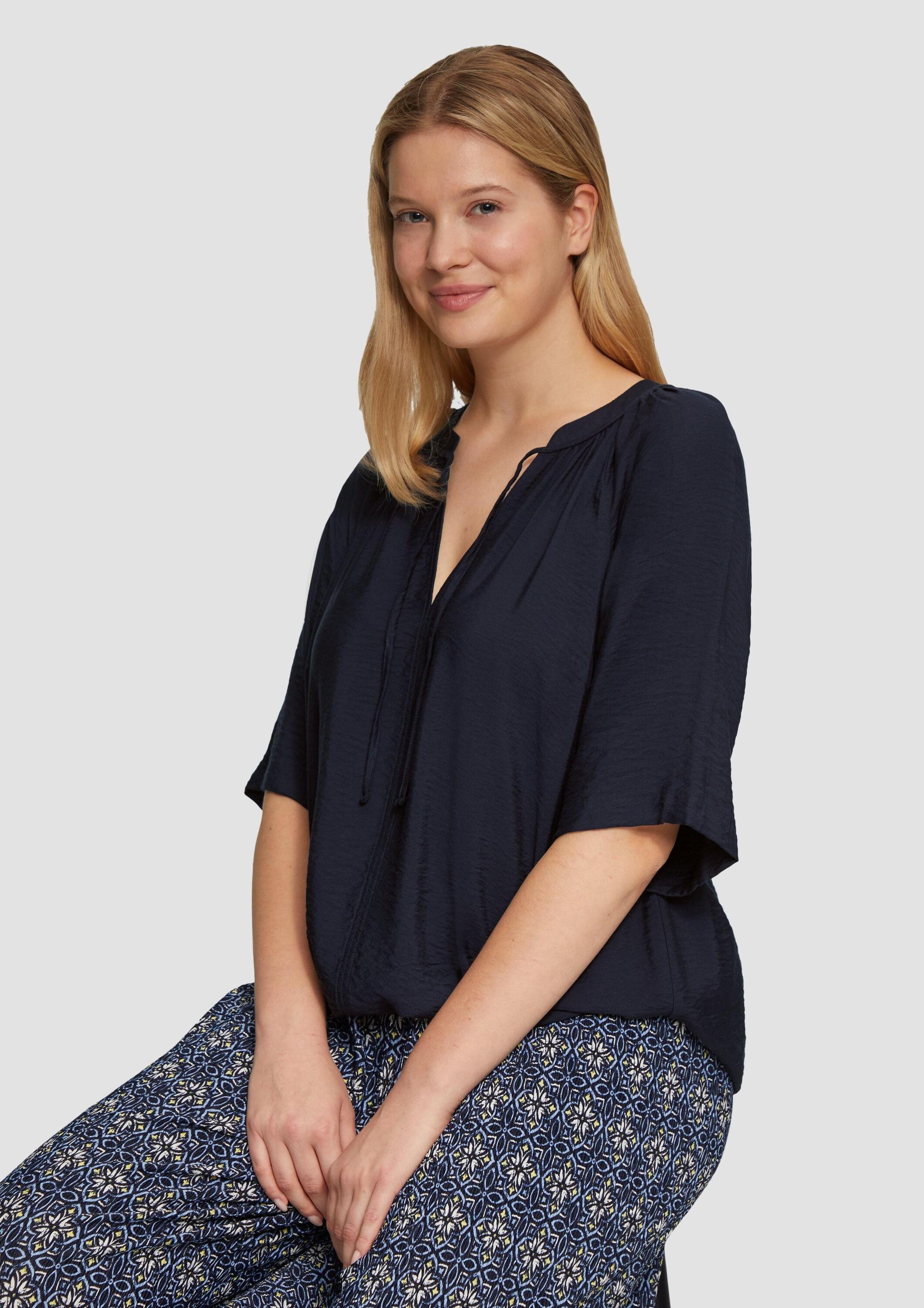 s.Oliver Kurzarmbluse Bluse Bluse aus strukturierter Viskose – Bild 4 von 5