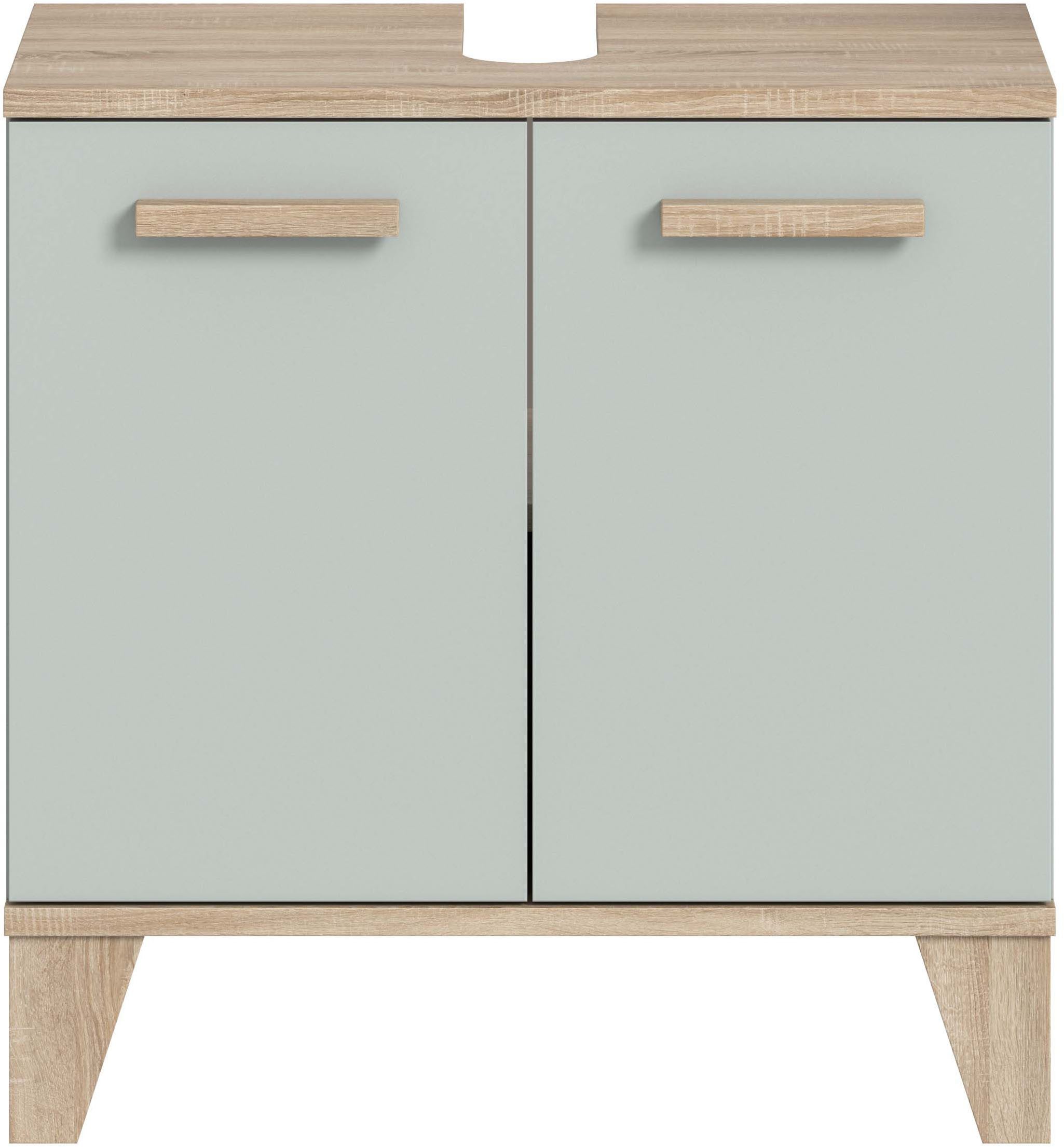 welltime Waschbeckenunterschrank MINTTU, Breite 60 cm, 2 Türen, 1 Einlegeboden, 2 Fächer (mit Siphonausschnitt 8x23 cm) Badmöbel, Badschrank, Schrank, Kommode,  – Bild 4 von 5