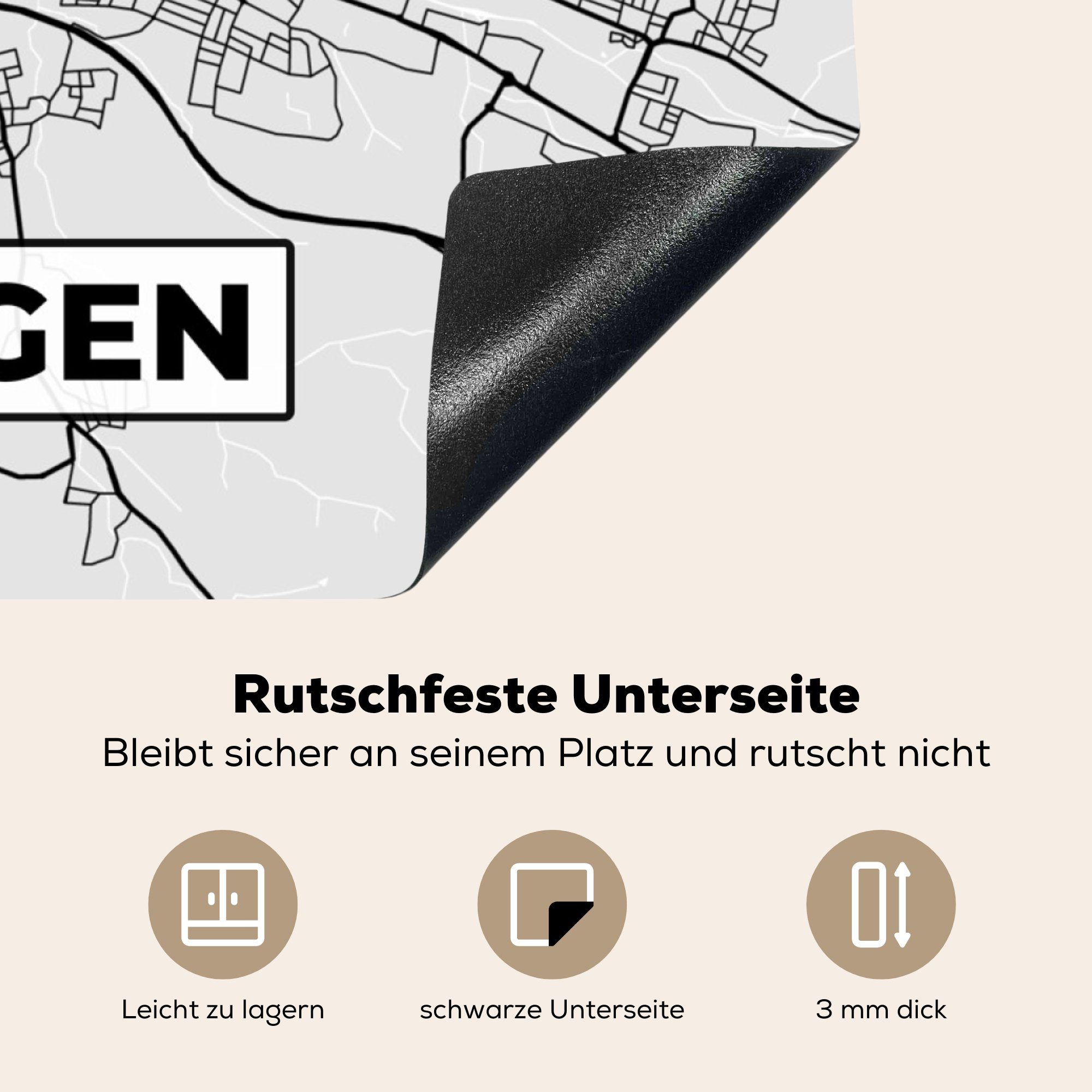 cm, Vinyl, küche MuchoWow - Karte für tlg), - Stadtplan, - Göppingen Herdblende-/Abdeckplatte Deutschland Ceranfeldabdeckung, 78x78 (1 Arbeitsplatte