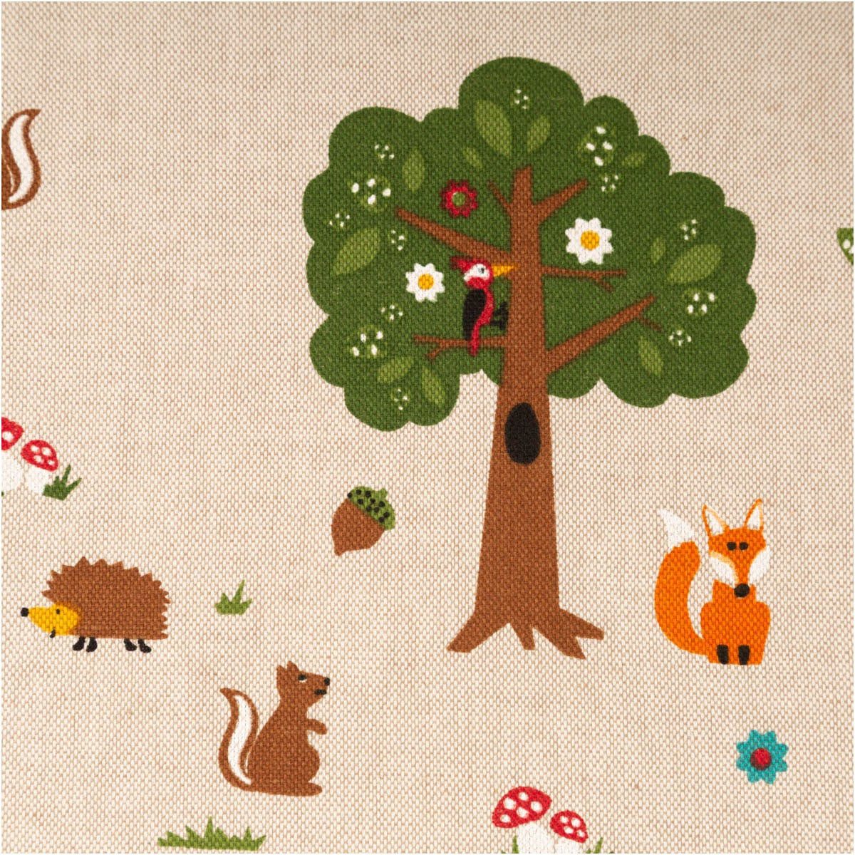 SCHÖNER LEBEN. Stoff Dekostoff Fox Forest Füchse Bäume Meterware Kinderzimmer, pflegeleicht
