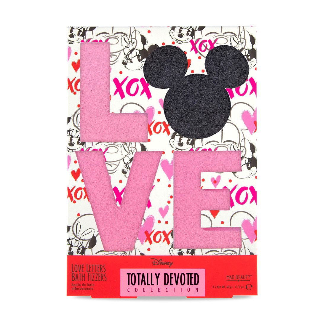 Disney Badezusatz Mickey & Minnie Mouse 3D Badebomben LOVE Badefizzer Geschenkset, 4-tlg.