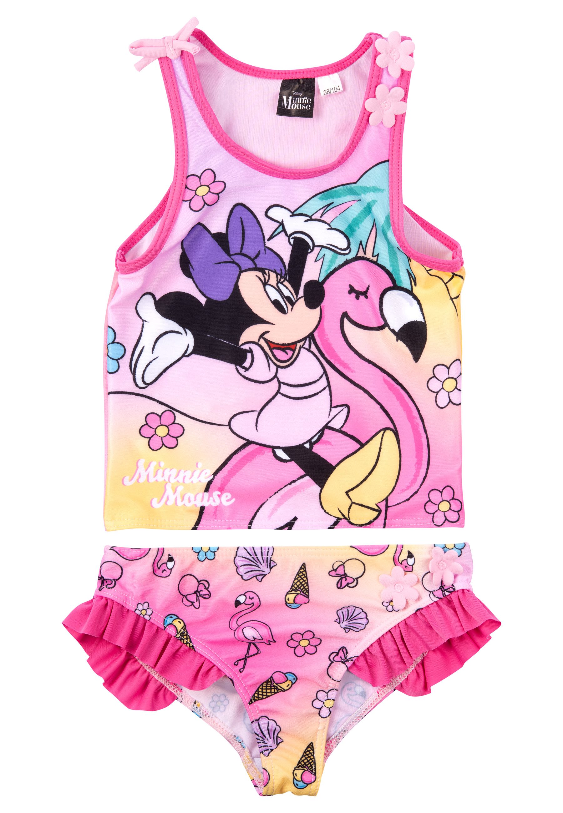 United Labels® Tankini Minnie Mouse Tankini Badeanzug mit Rüschen Mädchen Zweiteiler Pink