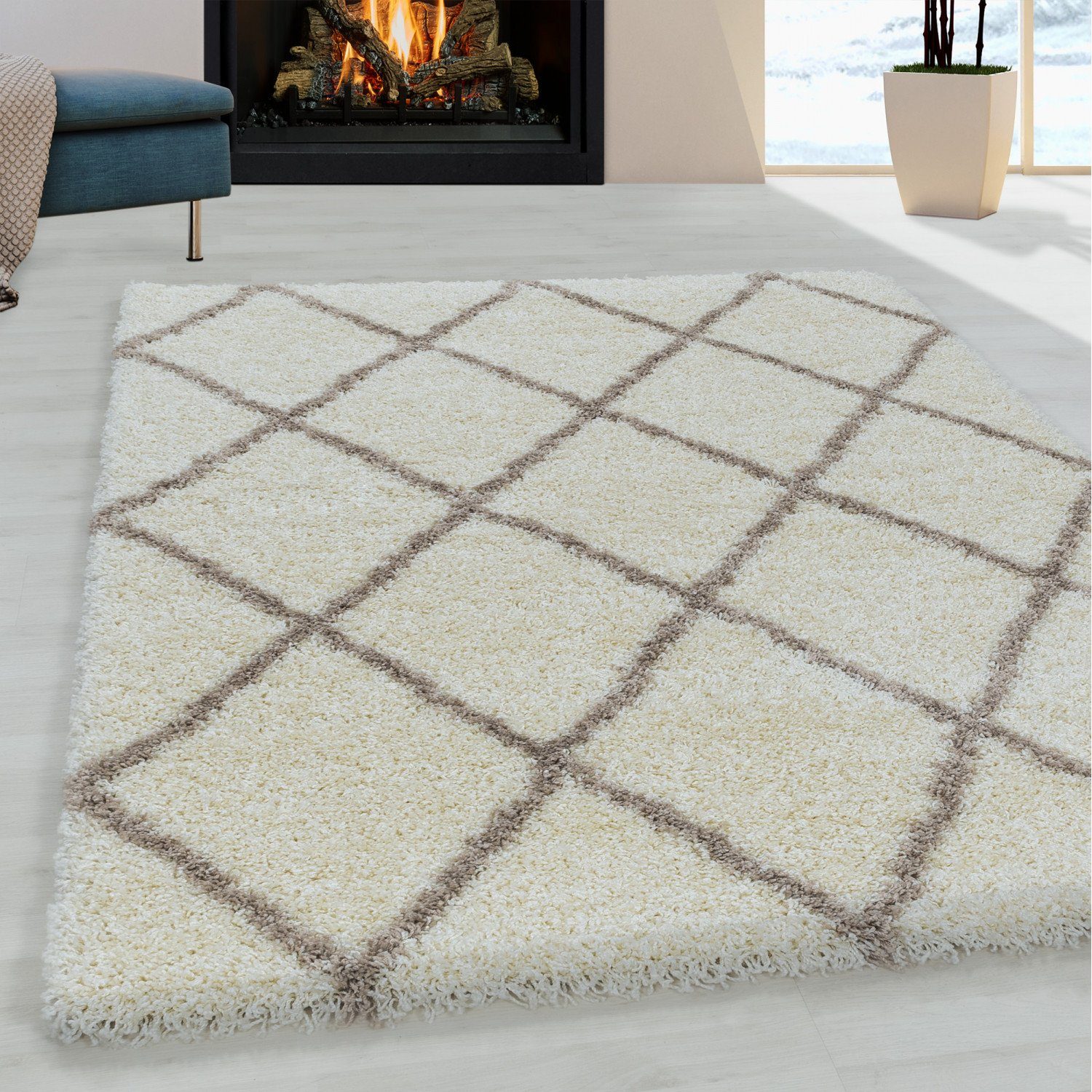 Unique Loom Outdoor Teppich Coastal Collection – 60x200 Cm Läufer, Marineblau/elfenbein, Polypropylen