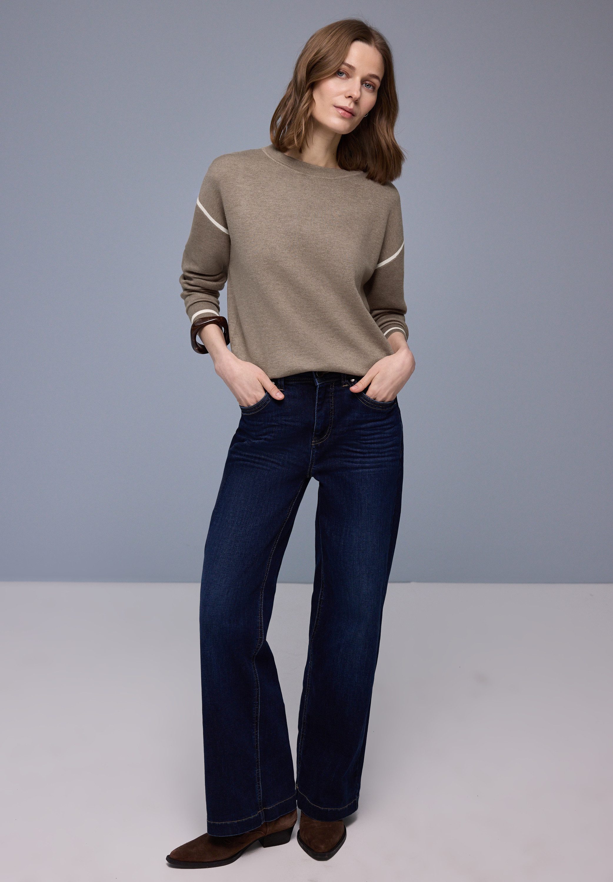 STREET ONE Strickpullover mit Kontrastdetails
