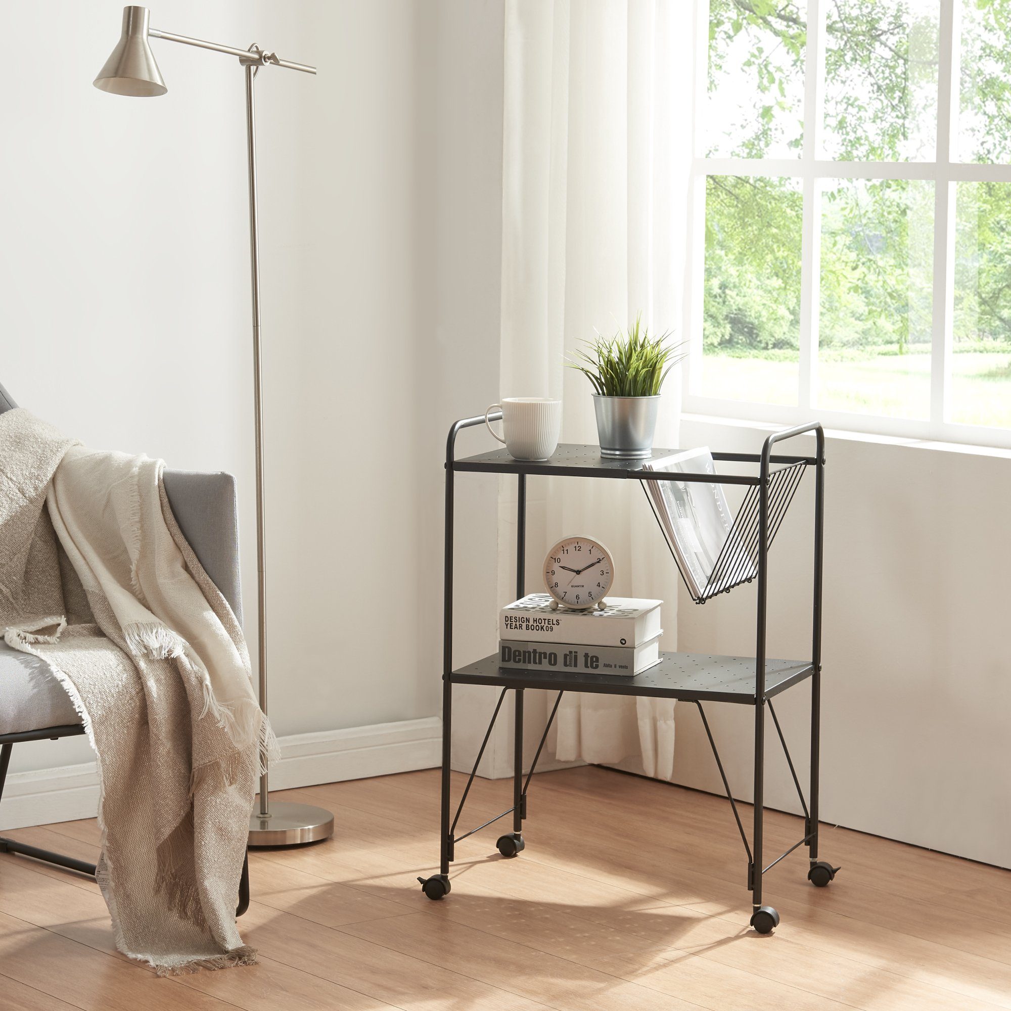 en.casa Servierwagen, »Austrheim« Rollwagen mit 2 Ablagen 73x50x33cm Schwar günstig online kaufen