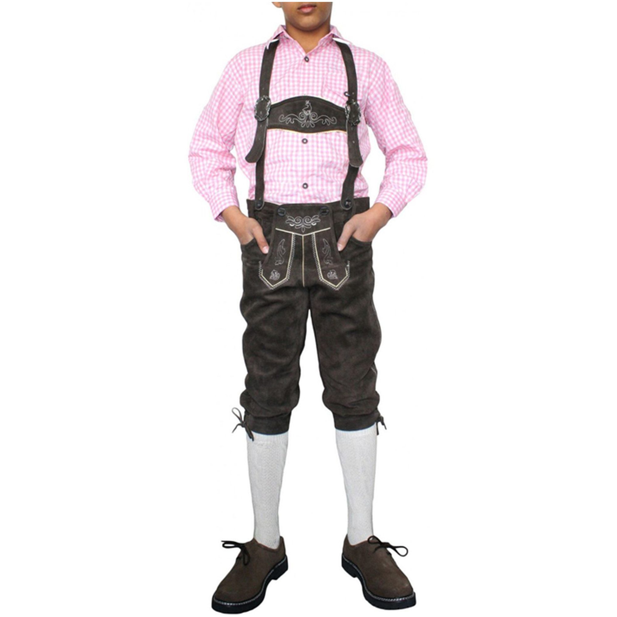 German Wear Trachtenlederhose GW900 Kinder Trachten lederhose mit Hosenträgern