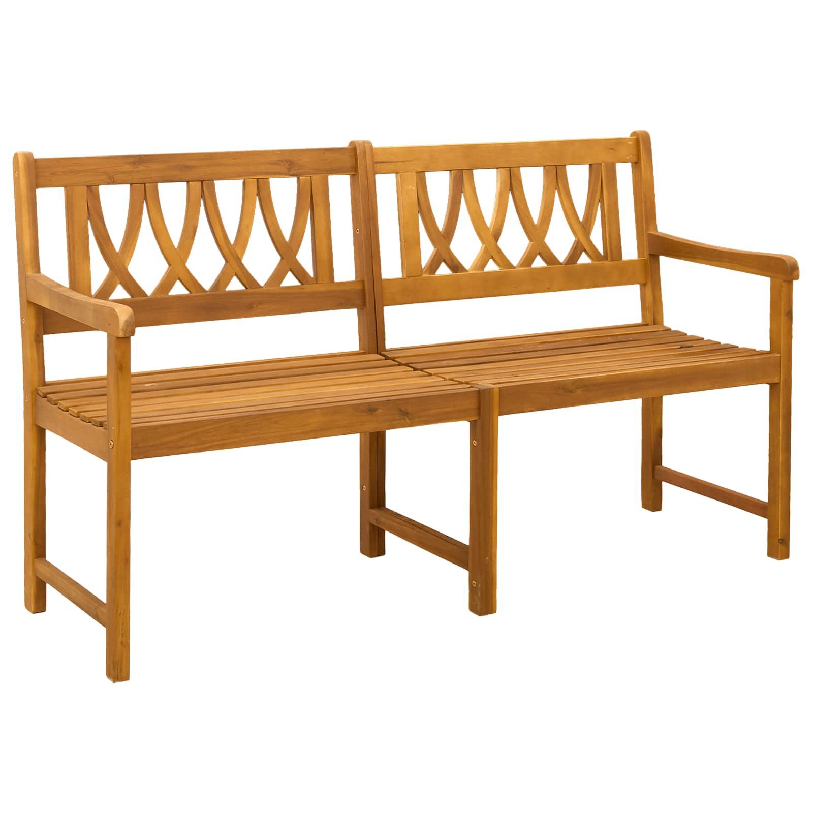 vidaXL Gartenbank Bank Outdoor Natur 150 x 55,5 x 90 cm Massivholz (1-St)