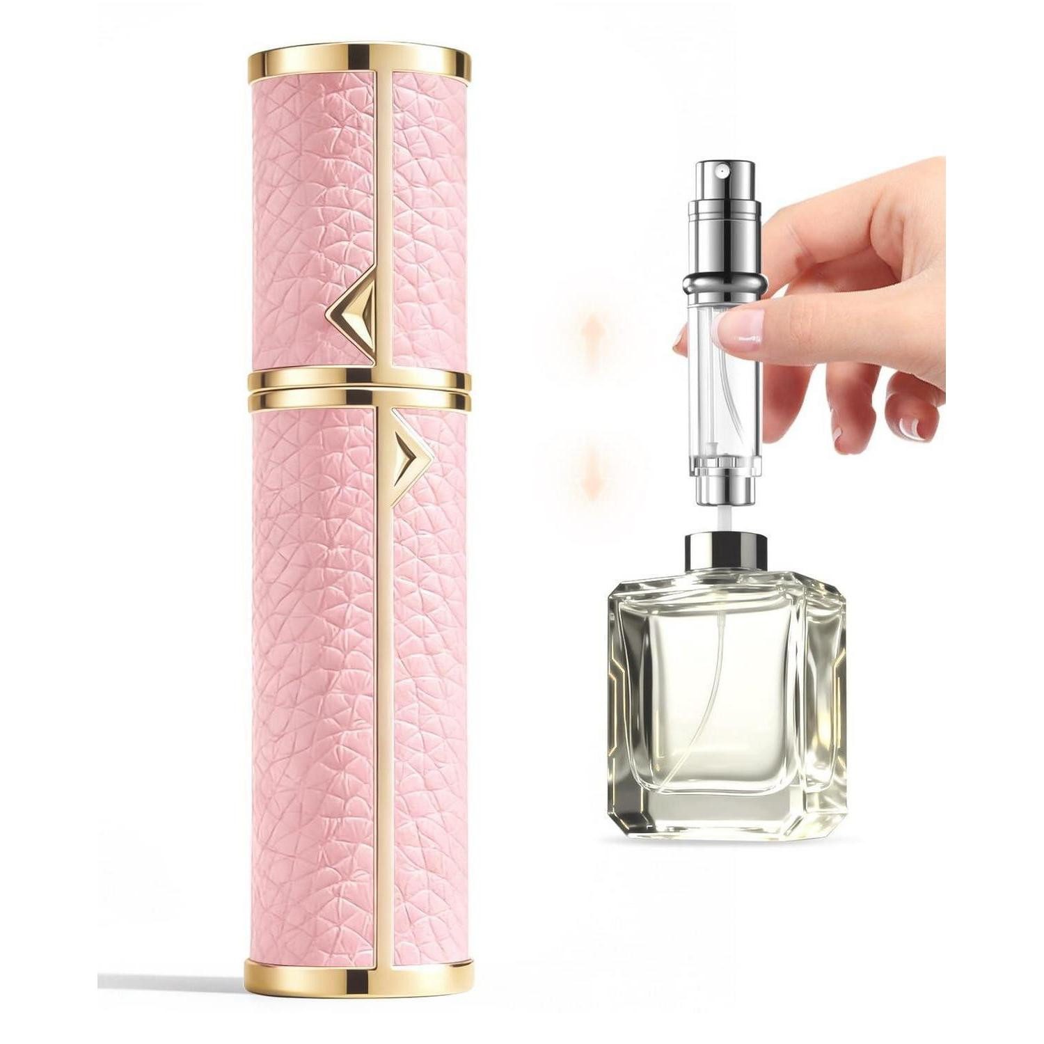 LuxusKollektion Parfümzerstäuber Parfümzerstäuber nachfüllbar 5ml in Lederoptik Rosa