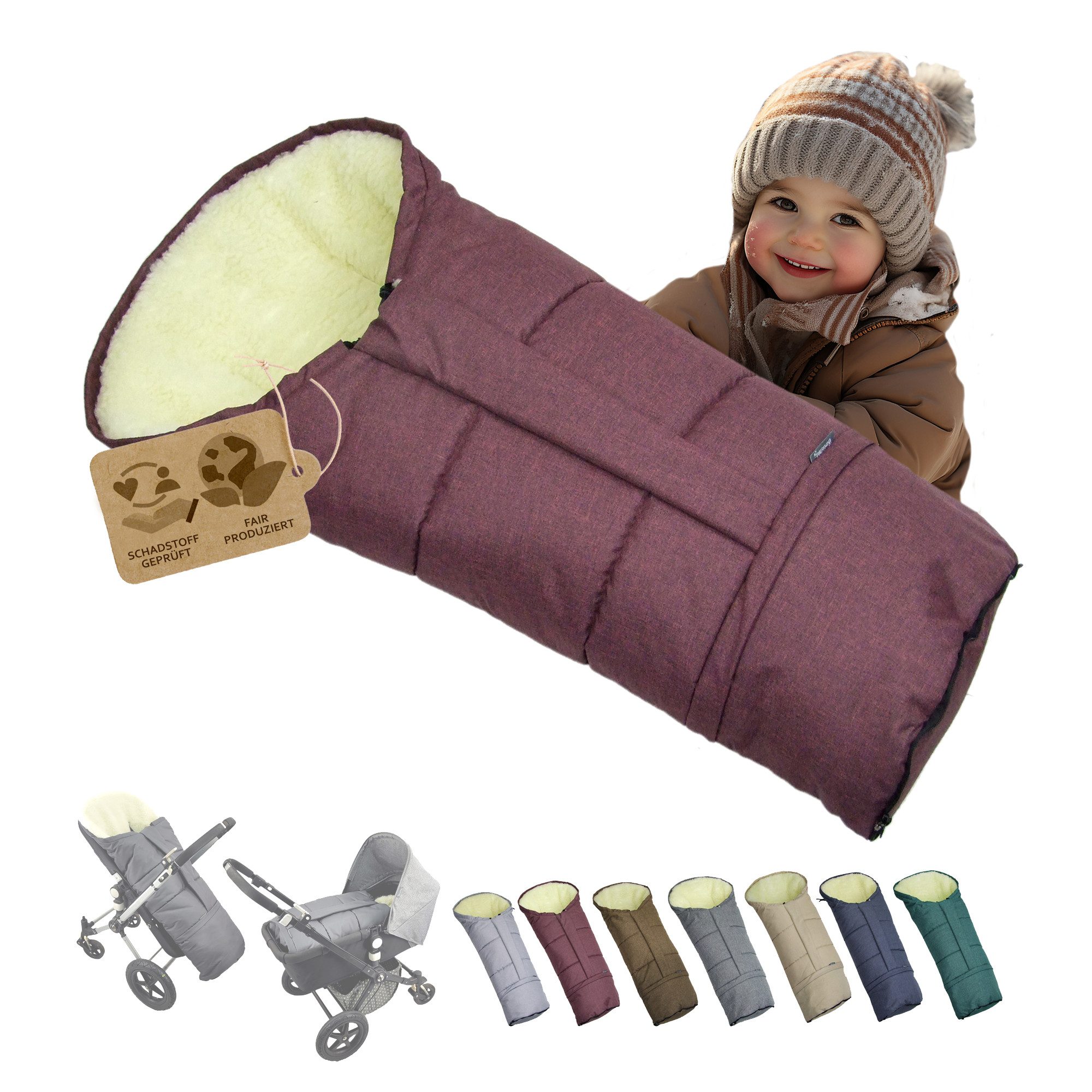 BambiniWelt by Rafael K. Fußsack Winterfußsack Fußsack für Kinderwagen Buggy mumienform Wolle MELIERT, universal für Kinderwagen, Buggy, Jogger, Schlitten