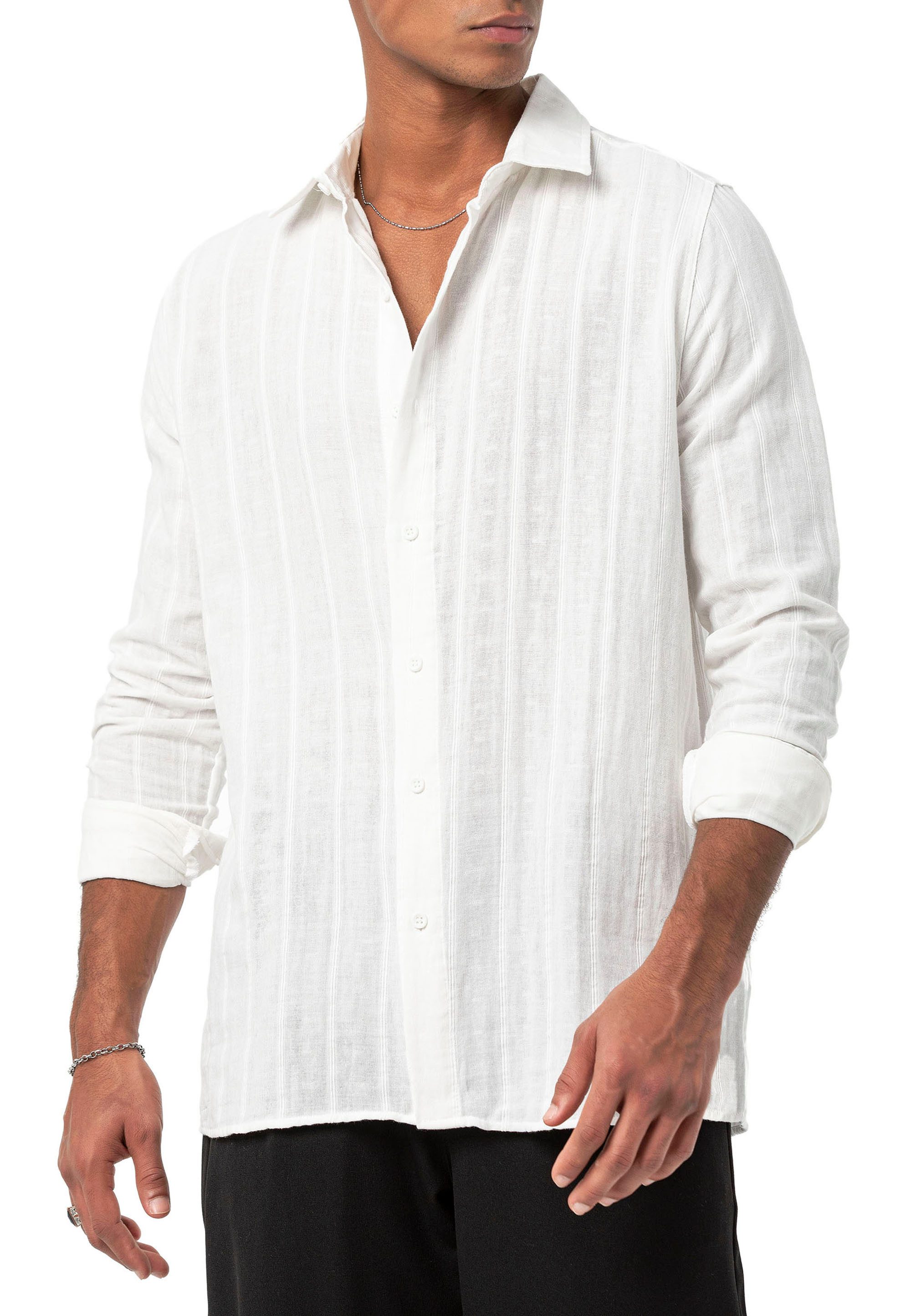 RedBridge Leinenhemd Red Bridge Herren Hemd Langarm Baumwolle günstig online kaufen