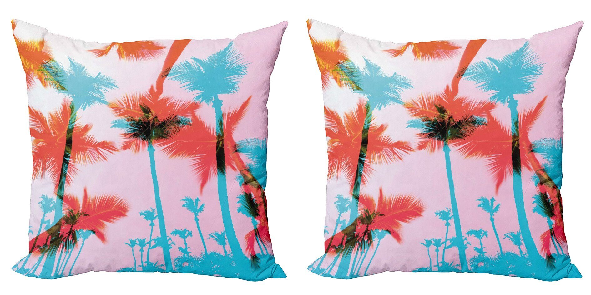 Digitaldruck, Palme Modern (2 Stück), Doppelseitiger Abakuhaus Kissenbezüge Accent Silhouetten Tropisch