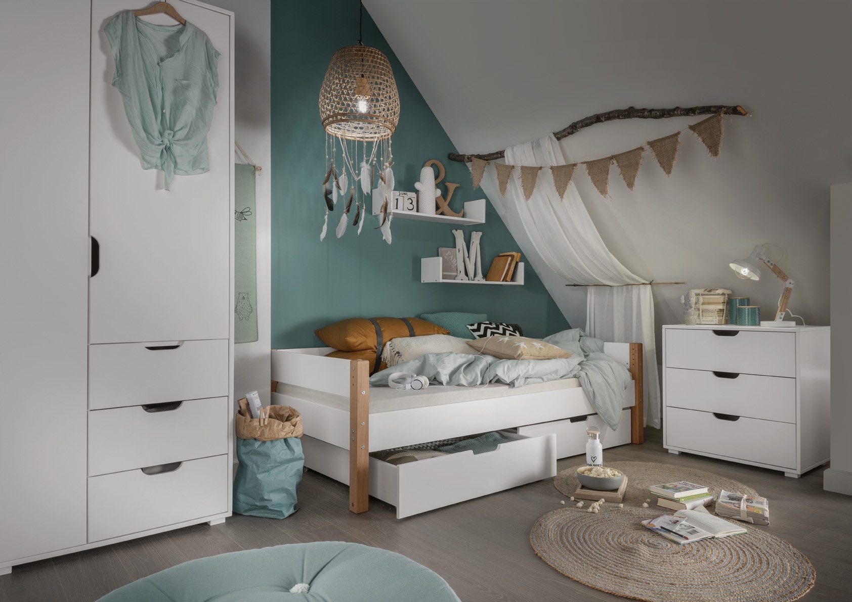 Wohnglücklich Kinderkleiderschrank Fantasycolor