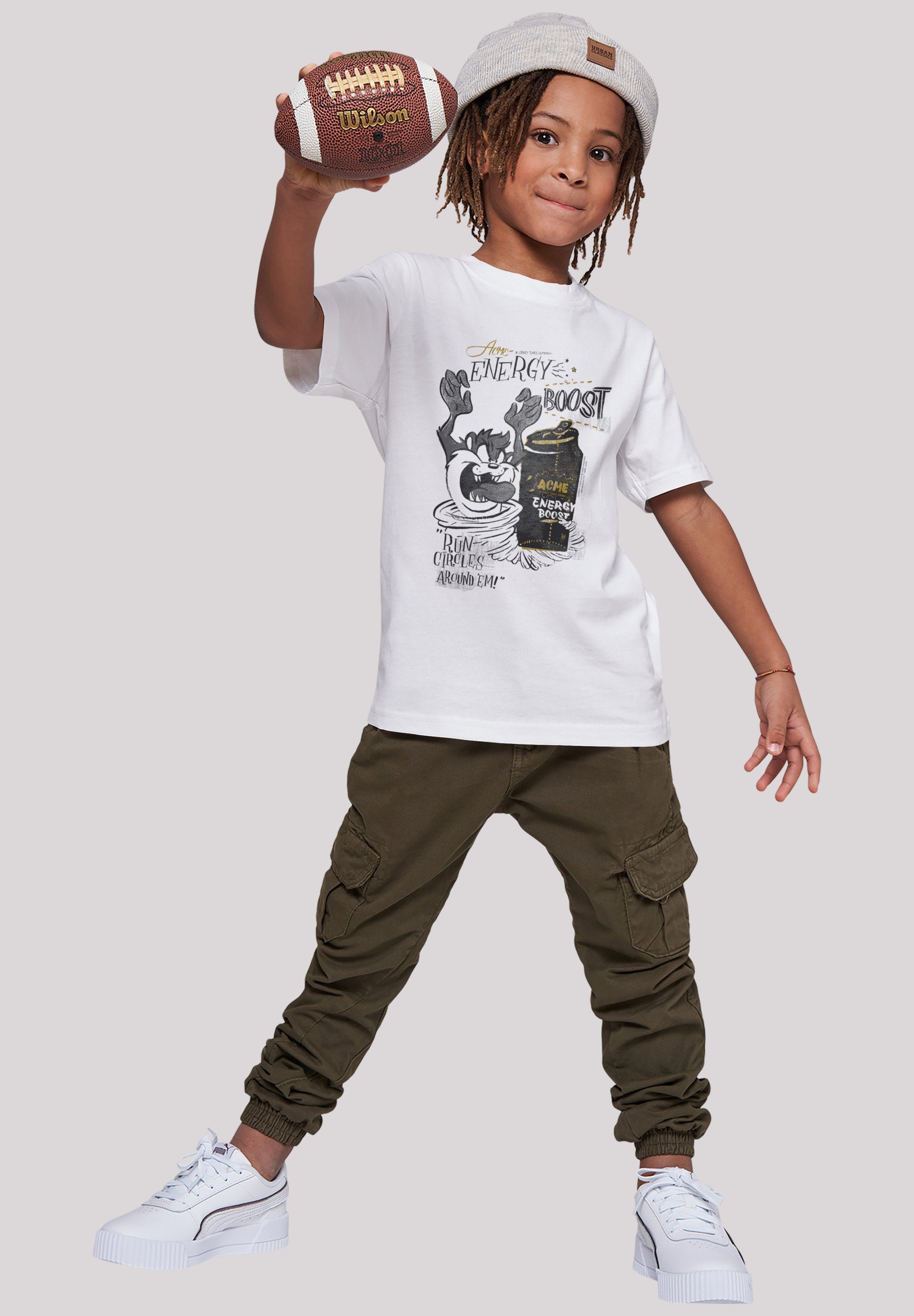 Kids white F4NT4STIC with Kinder Tee Taz Basic Boost-WHT Kurzarmshirt Looney (1-tlg) Tunes Energy