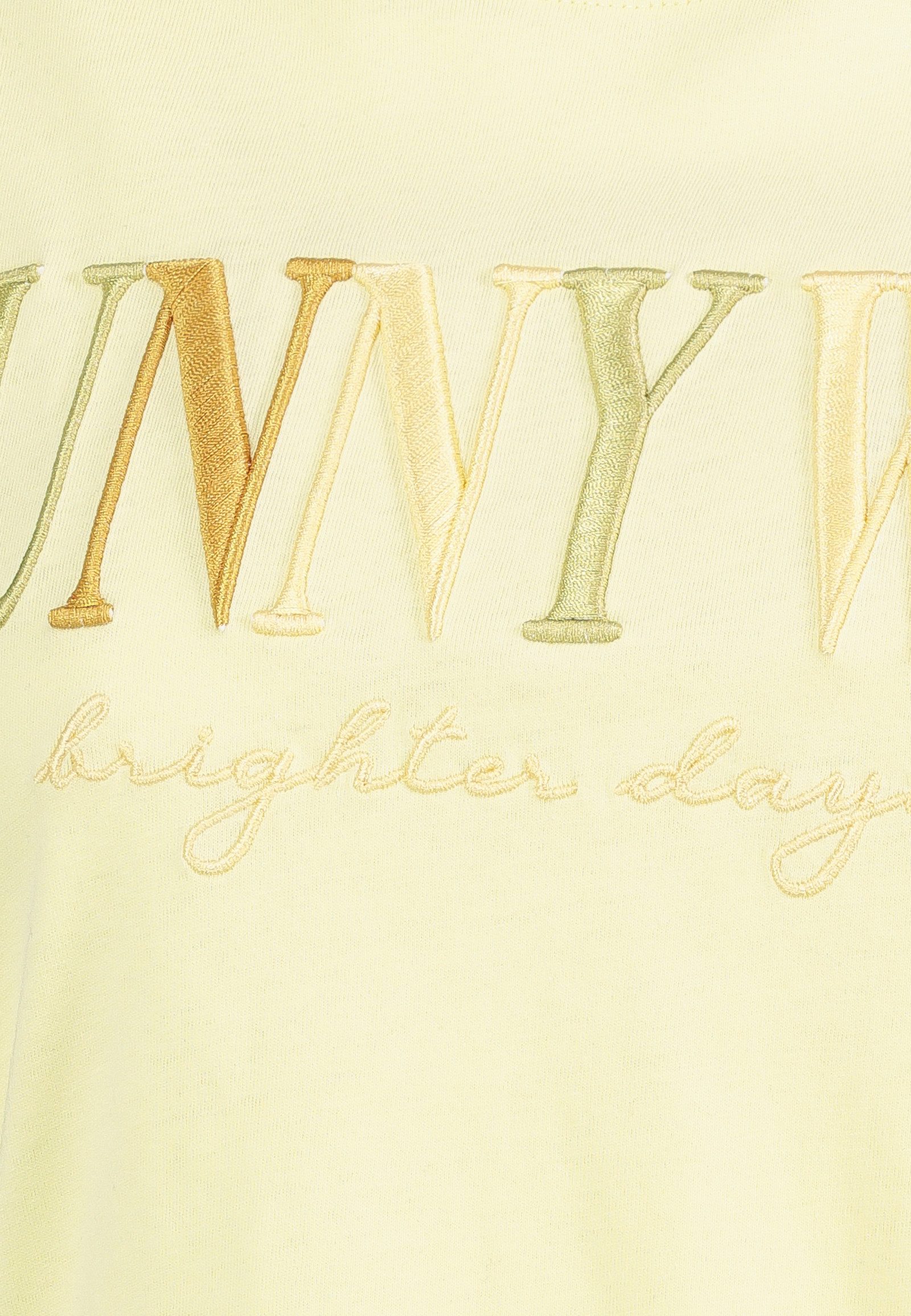 SUBLEVEL T-Shirt Minimalistischer Schriftzug Rundhals Kurzarm Locker für Damen (1-tlg) Baumwolle Normal Fit Rundhals Kurzarm Spruch atmungsaktiv