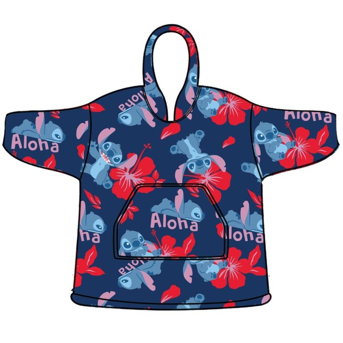Aymax sprl Fleeceponcho Disney Stitch Sweat Poncho – Coral Fleece Kuschelponcho Erwachsene