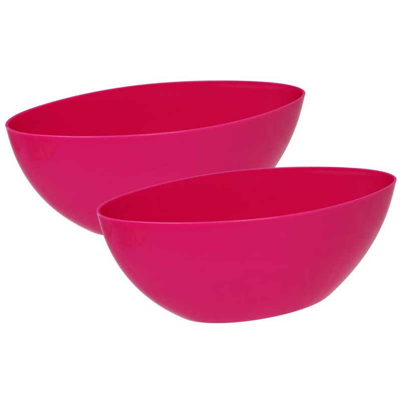 Heimwerkercenter Übertopf MePla - 2 Stück Schale OVAL - wetterfestes Pflanzgefäß - UV-beständiger Blumenkübel - Pflanzschale - Schale - L 21 cm - fuchsia